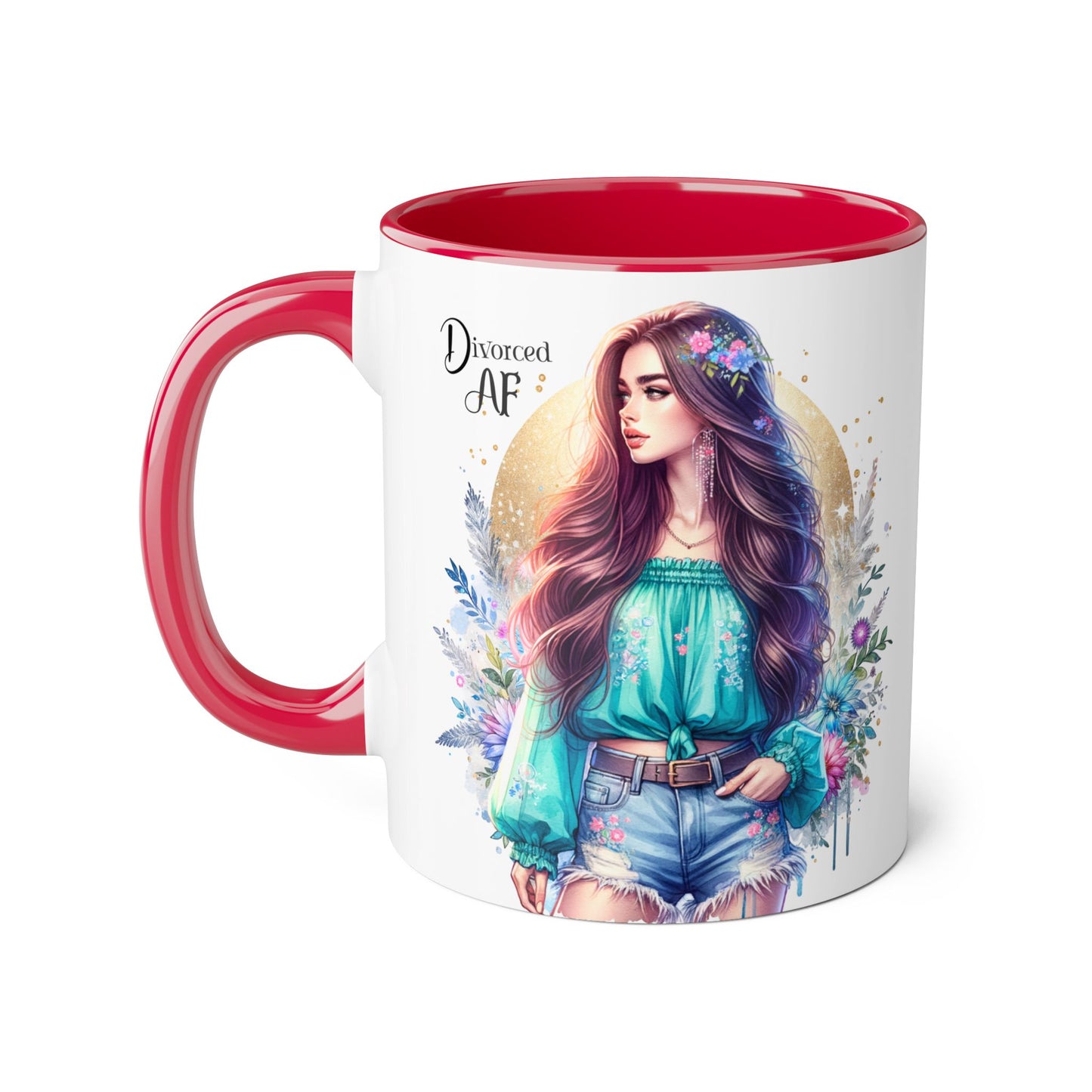 Divorced AF Accent Mug | Inspirational Coffee Cup, Gift for Divorcee, Self-Care, Empowering Drinkware