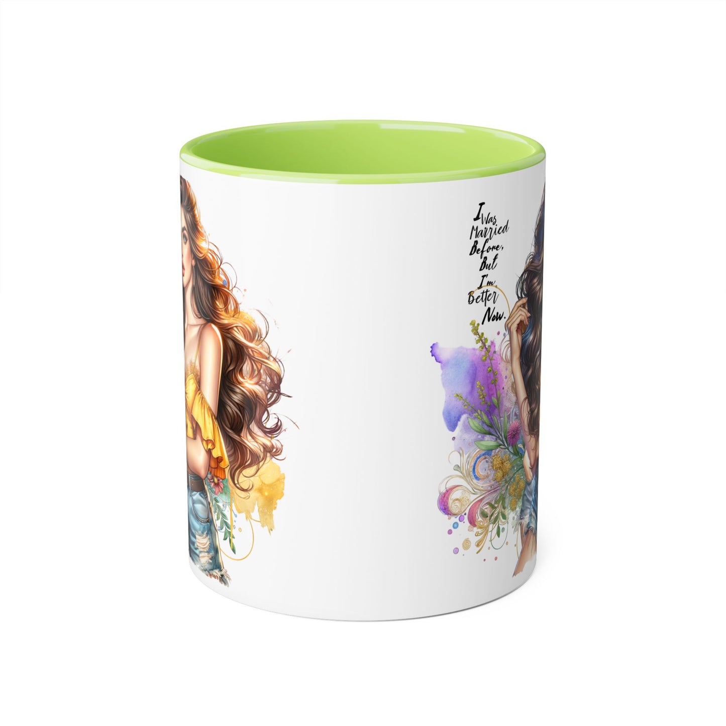 I Was Married Before But I'm Better Now Boho Chic Accent Mugs, Inspirational Coffee Cup, Gift for Her, Unique Art Mug, Home Decor, Vibrant Floral Design
