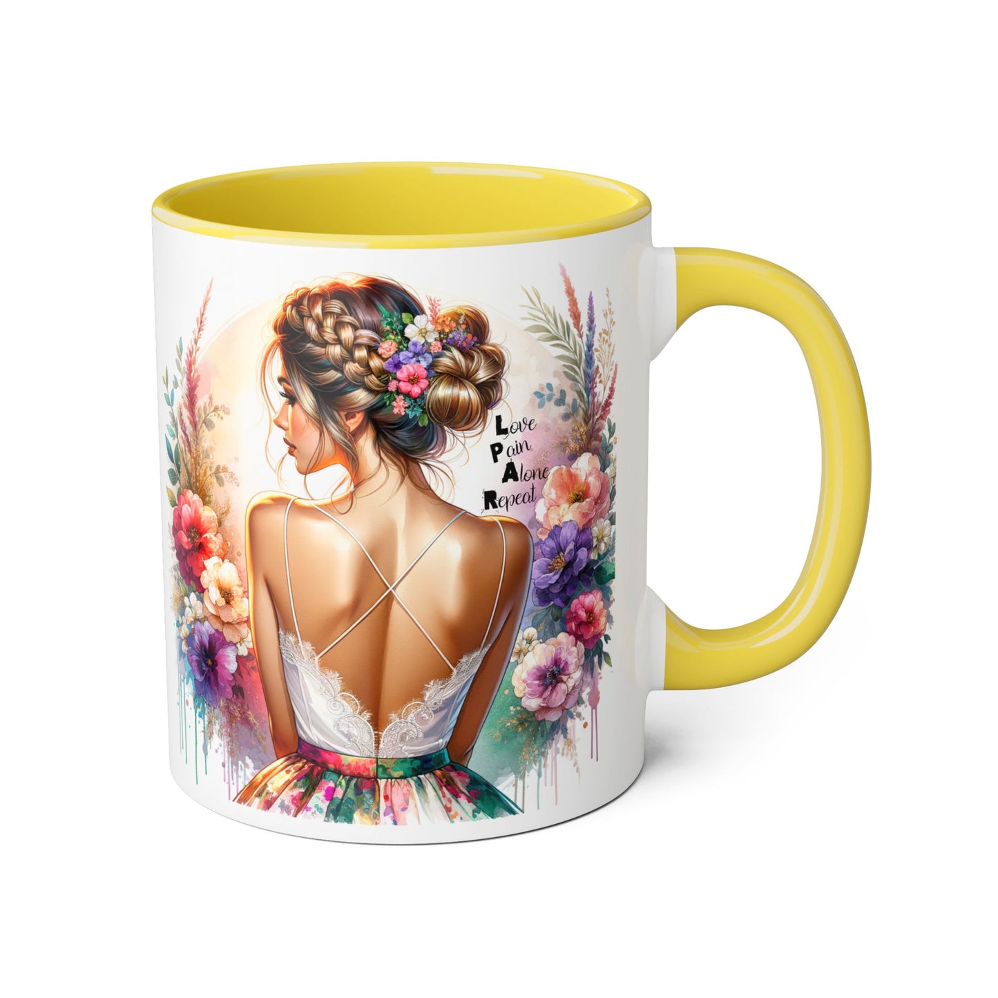 Floral Latte Mug, Inspirational Coffee Cup, Boho Style Mug, Gift for Her, Art Print Mug, Relaxing Beverage Mug