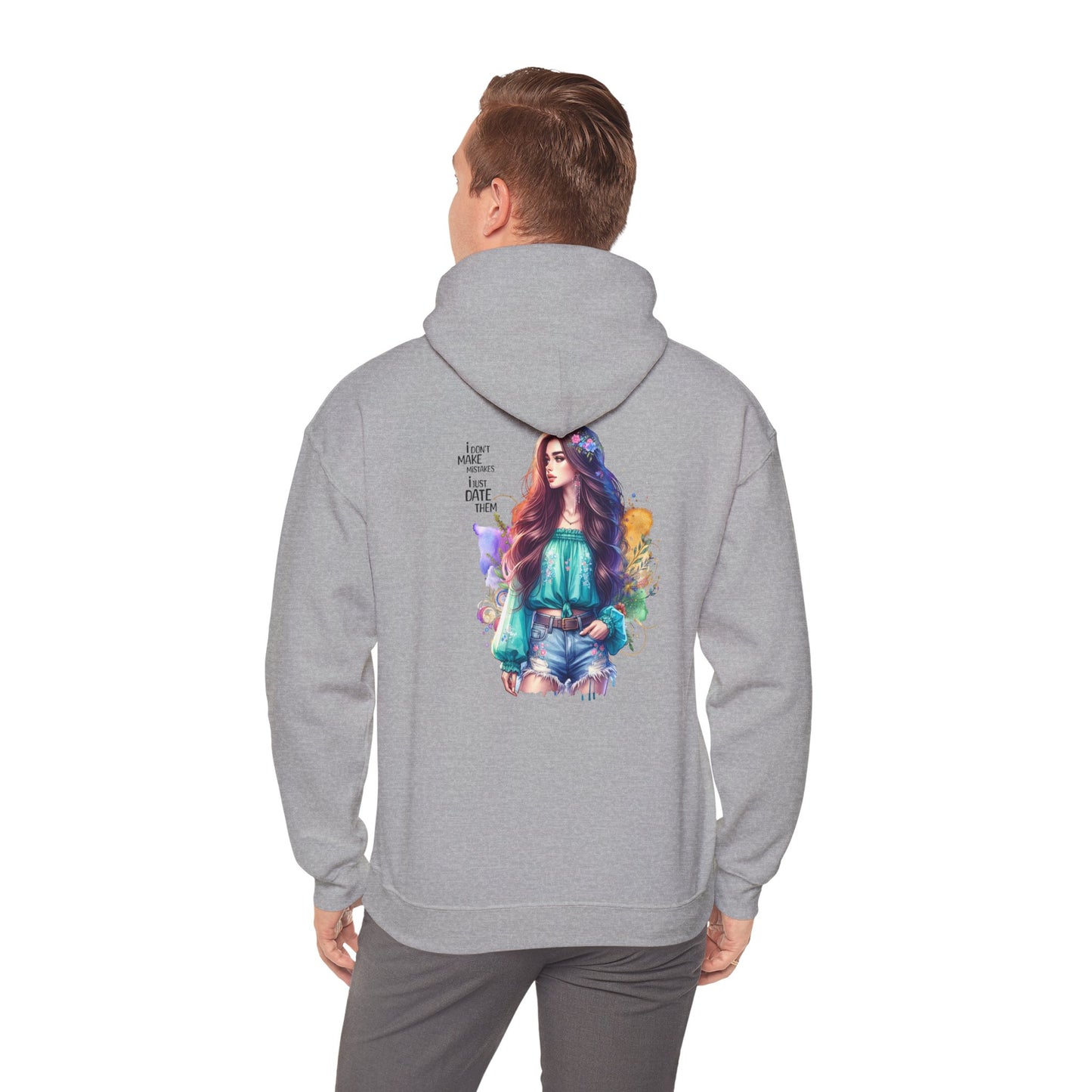 I Don`t Make Mistakes, I Just Date Them Vibrant Artistic Hoodie - Unisex Heavy Blend™ Hooded Sweatshirt, Casual Wear, Gifts for Art Lovers, Cozy Lounging, Unique Fashion