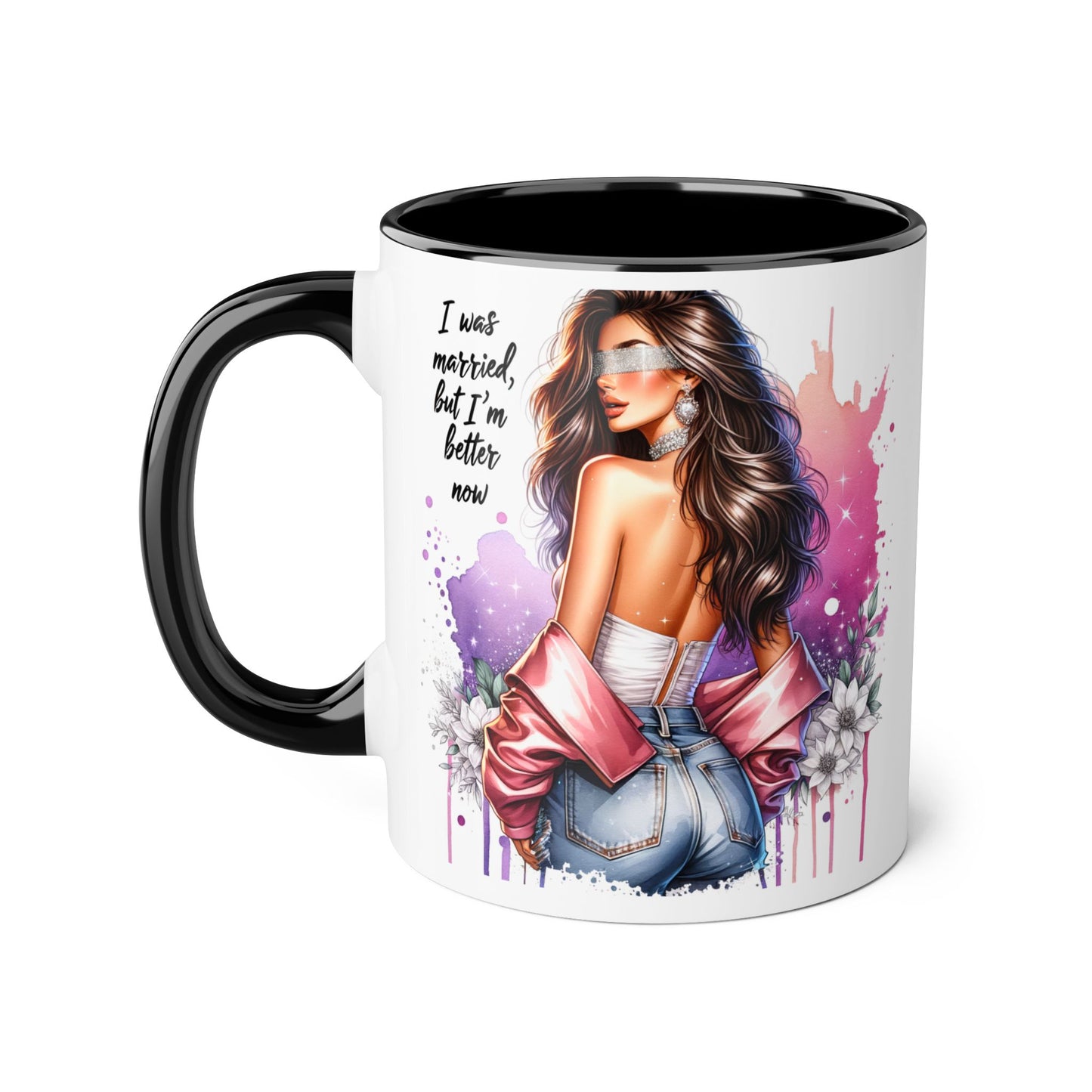 I Was Married Before But I'm Better Now Humoristic Empowered Woman Accent Mug - Inspirational Coffee Cup, Gift for Her, Motivational Mug, Self-Love Reminder, Unique Office Decor
