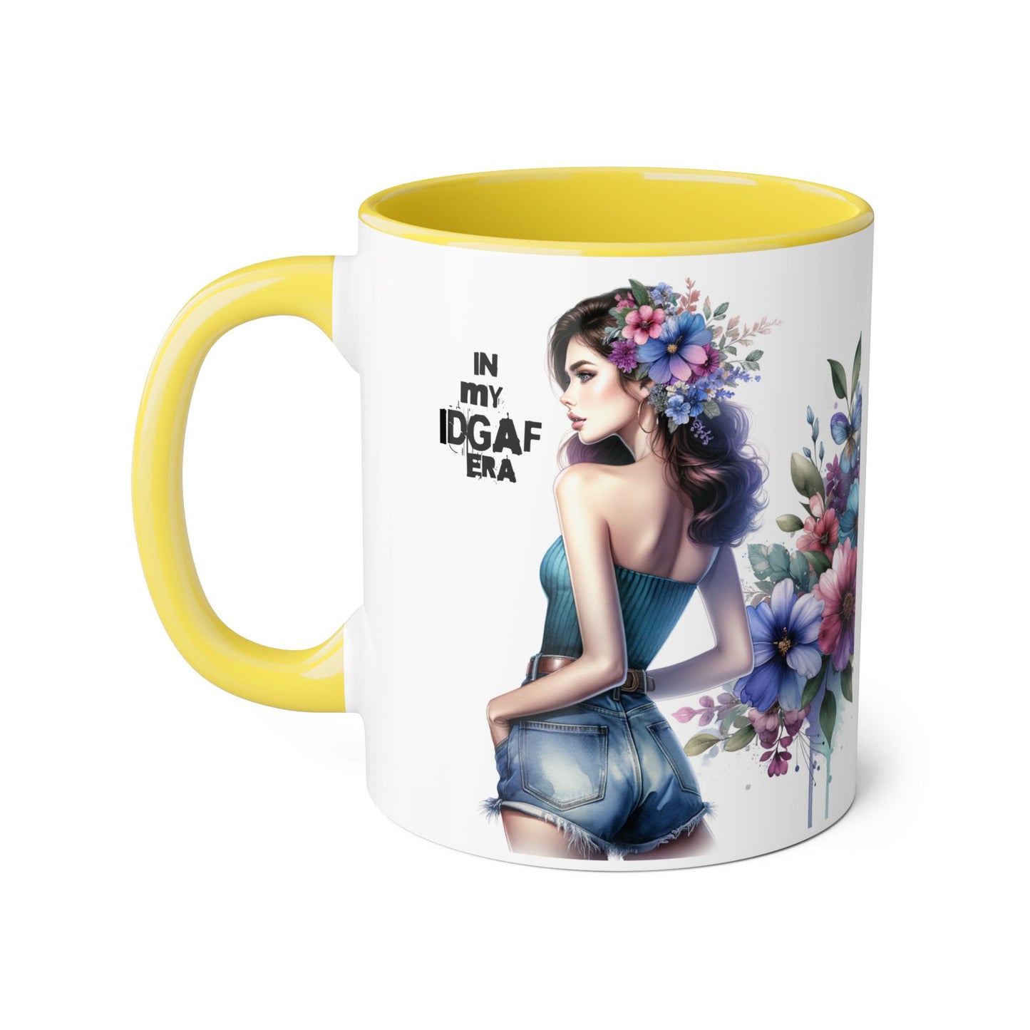 Bold Floral IDGAF Era Mug | Unique Coffee Gift | Retro Vibes | Sassy Tea Cup | Fun Home Decor | Statement Drinkware | 11oz Accent Mug