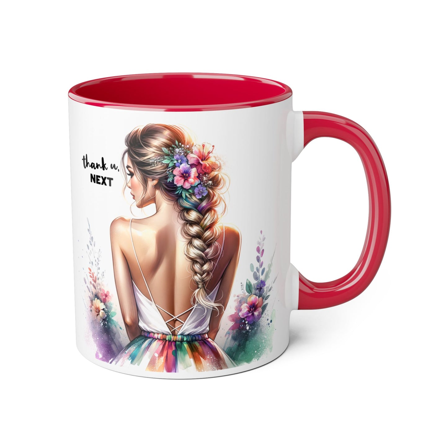 Thank U, Next Colorful Floral Accent Mug, Inspirational Coffee Cup, Gift for Her, Thank You Next Mug, Art Mug, Perfect for Birthdays, Anniversaries