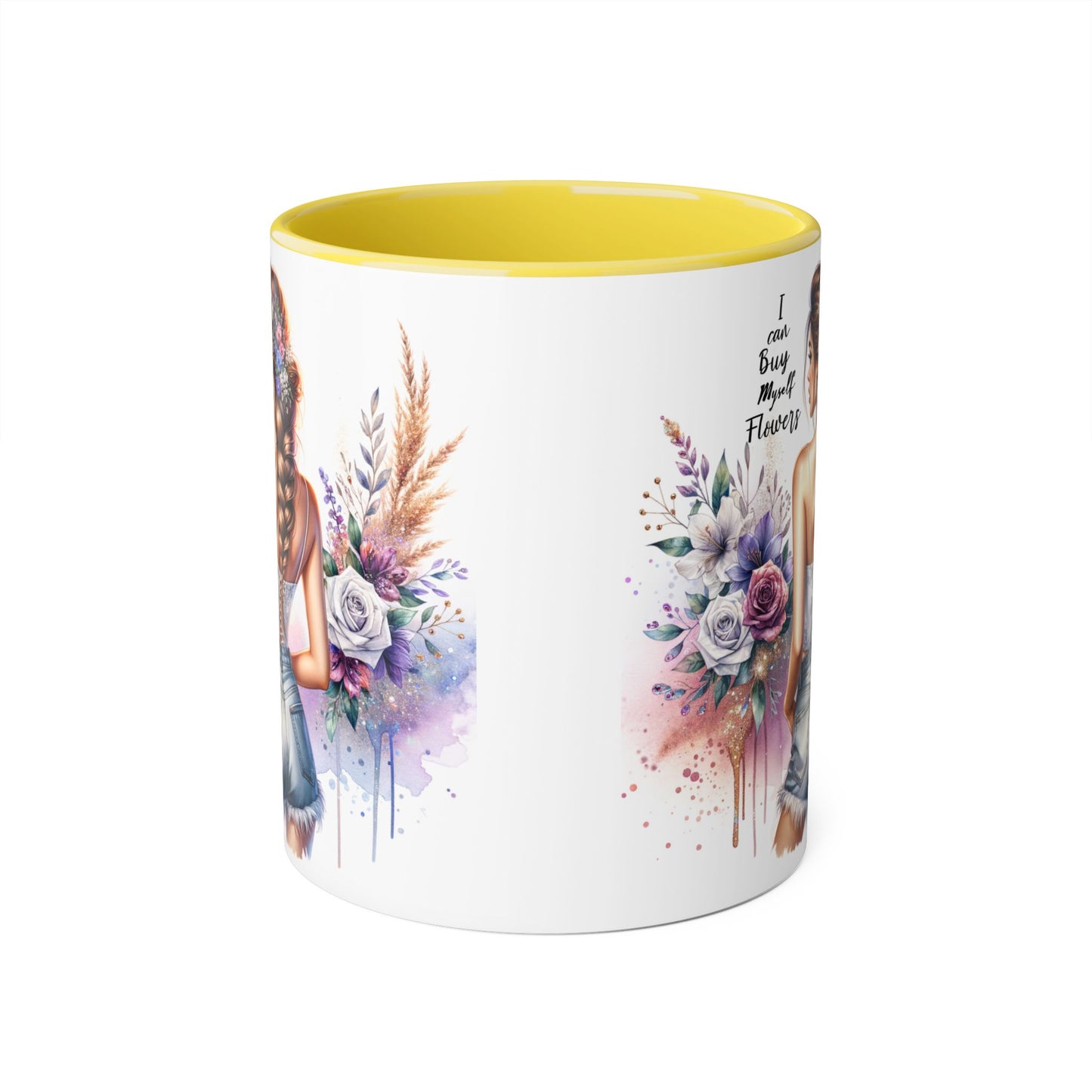 I Can Buy Myself Flowers Floral-Inspired Accent Mug, Boho Coffee Cup, Gift for Flower Lovers, Artful Drinkware for Special Occasions, Women's Inspirational Mug