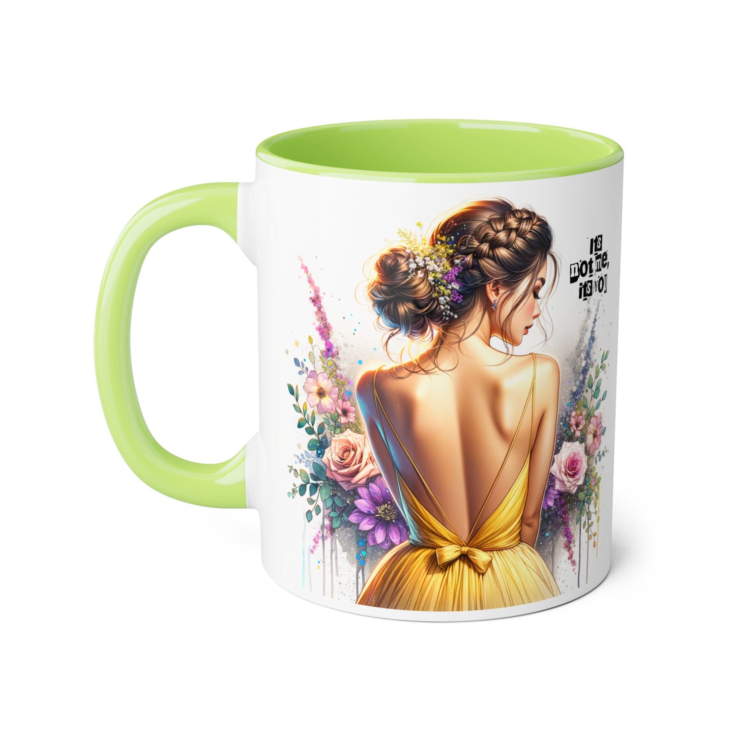 It's Not Me, It's You Humoristic Floral Portrait Accent Mug - Perfect Gift for Her, Coffee Lovers, Birthdays, Home Decor, or Celebrations