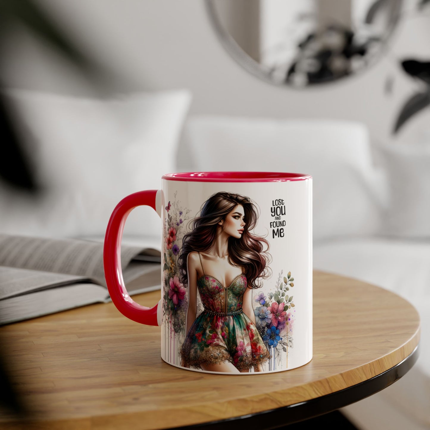 Lost You and Found Me Floral Accent Mug, Coffee Cup Gift for Her, Inspirational Drinkware, Home Decor, Birthday Present