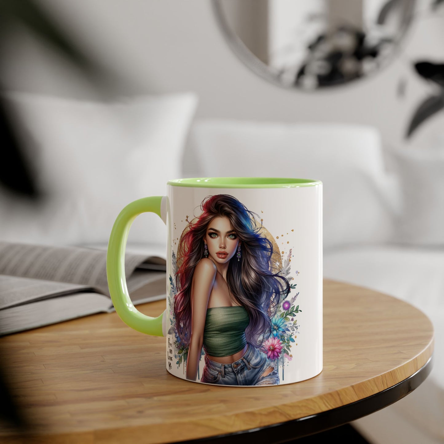 Bohemian Accent Mugs, Artistic Coffee Cup, Colorful Floral Mug, Gift for Her, Unique Art Collection, Cozy Vibe