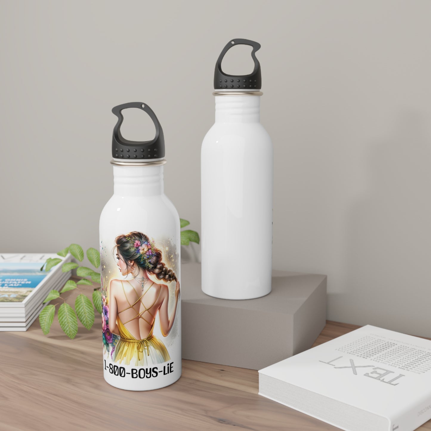 1-800-Boys-Lie Stylish Stainless Steel Water Bottle with Floral Design, Perfect for Daily Hydration, Gifts, Outdoor Adventures, 1-800-BOYS-LIE