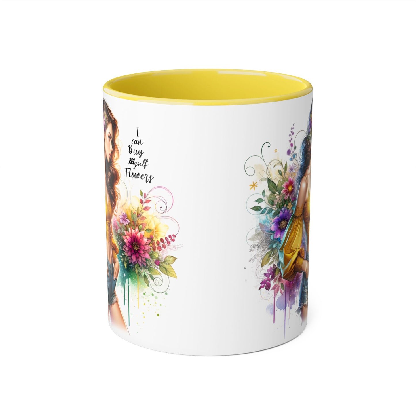 I Can Buy Myself Flowers Floral Art Accent Mug, Inspirational Coffee Cup, Unique Gift for Her, Flower Lover’s Mug, Home Decor Kitchenware