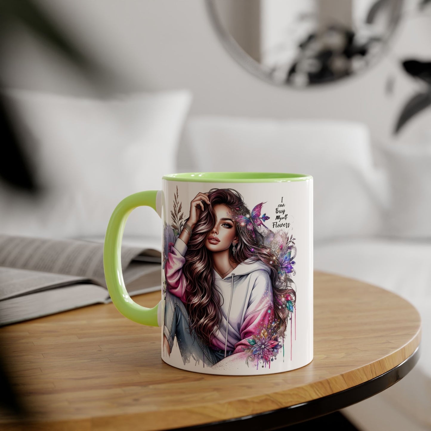 I Can Buy Myself Flowers Artistic Floral Accent Mug | I Keep My Hopes + Dreams, Coffee Cup for Gifts, Home Decor, Birthdays, Self-Care, Tea Lovers