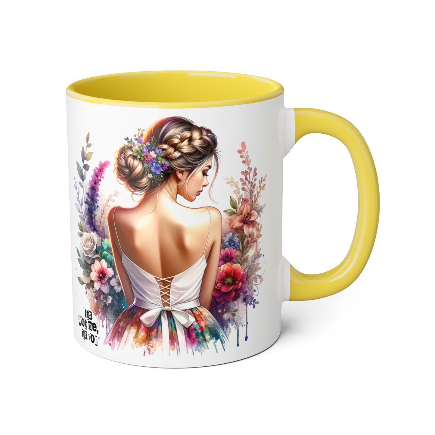 It's Not Me, It's You Humoristic Floral Accent Mug, 11oz - Artistic Coffee Cup for Women, Gift for Her, Birthday Present, Home Decor, Unique Tea Mug