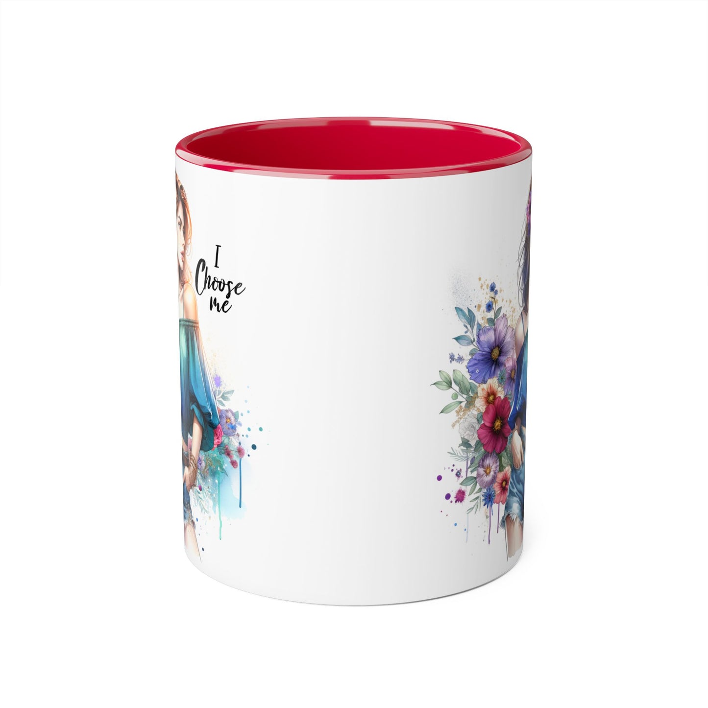 I Choose Me Floral Art Accent Mug, I Choose Me, Coffee Mug, Gift for Her, Inspirational Tea Cup, Self-Care Kitchenware