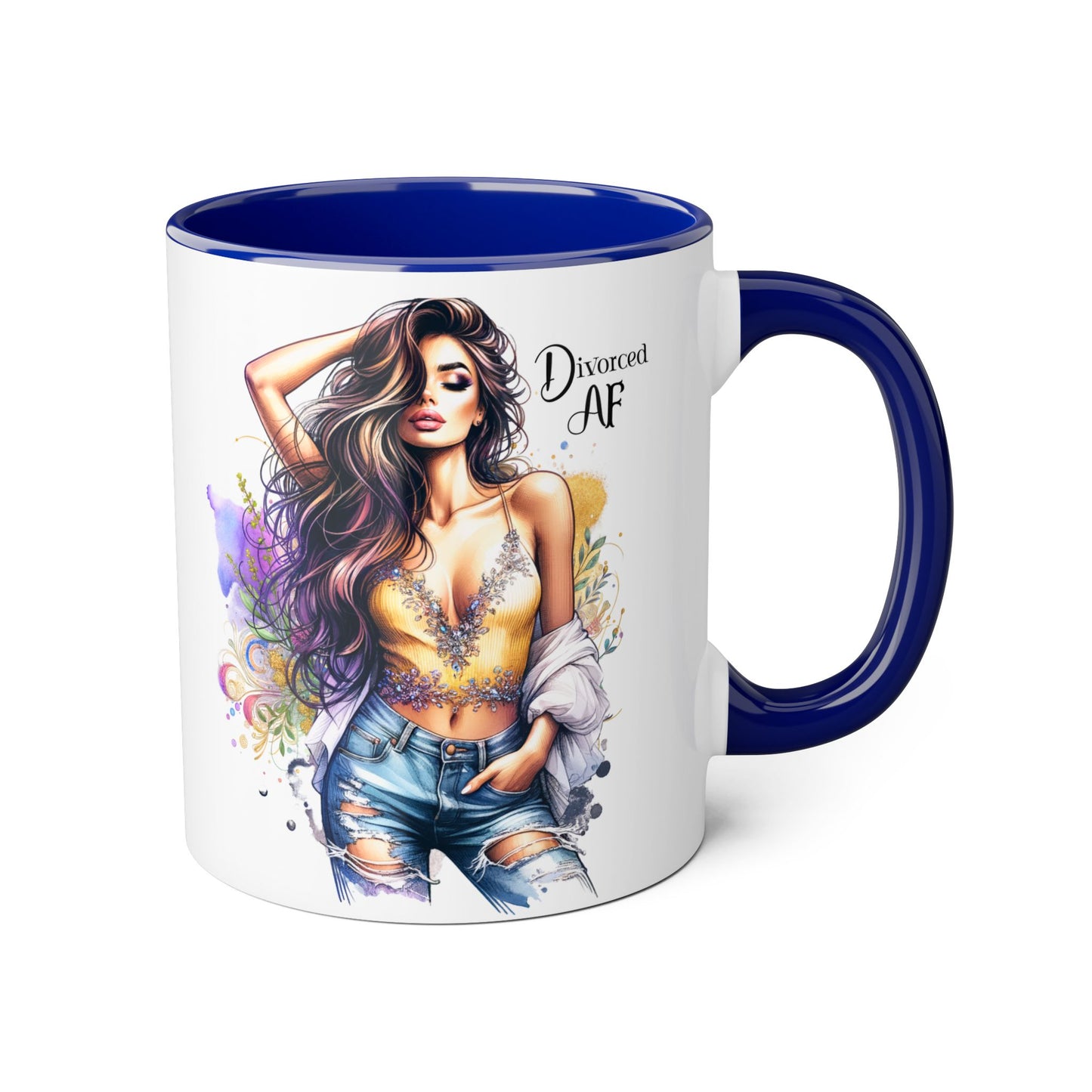 Divorced AF Mug, Stylish 11oz Accent Mug for Coffee Lovers, Perfect for Gifts, Self-Care and Empowerment, Unique Art Design