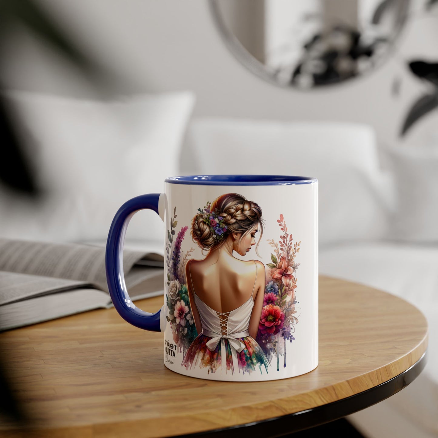 Straight Outta Divorced Humoristic Floral Art Mug, Personalized Gift Mug, Wedding Gift, Coffee Mug, Inspirational Mug, Colorful Accent Mug