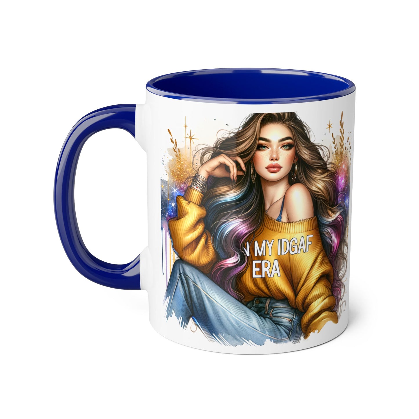 Chic IDGAF Accent Mug, Cool Coffee Cup, Trendy Drinkware, Stylish Gift, Artful Mug for Her