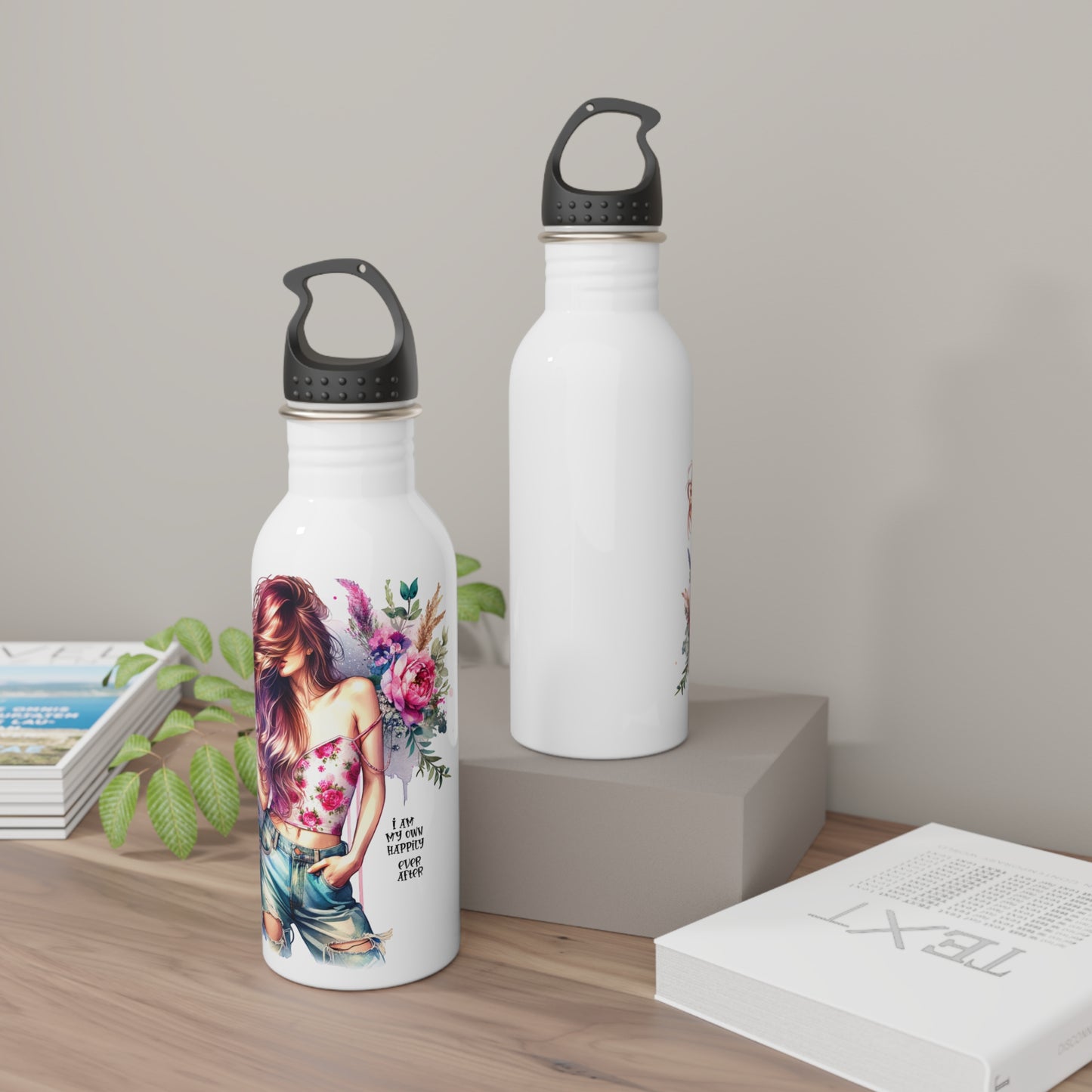 I Am My Own Happily Ever After Stylish Floral Stainless Steel Water Bottle, Trendy Hydration Bottle, Eco-Friendly Gift, Fitness Accessories, Summer Travel Gear