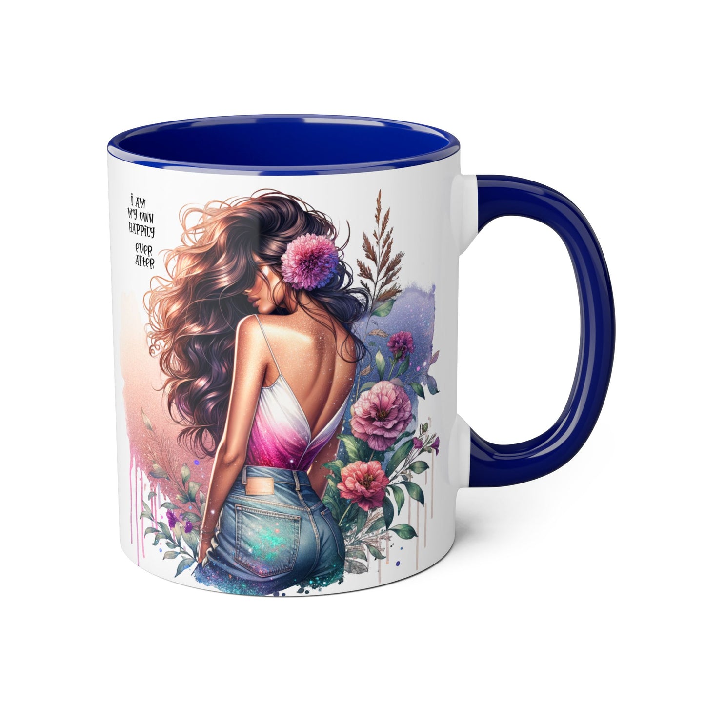 Boho Floral Accent Mug - 11oz - Inspirational "I Am My Own Happily Ever After " Design