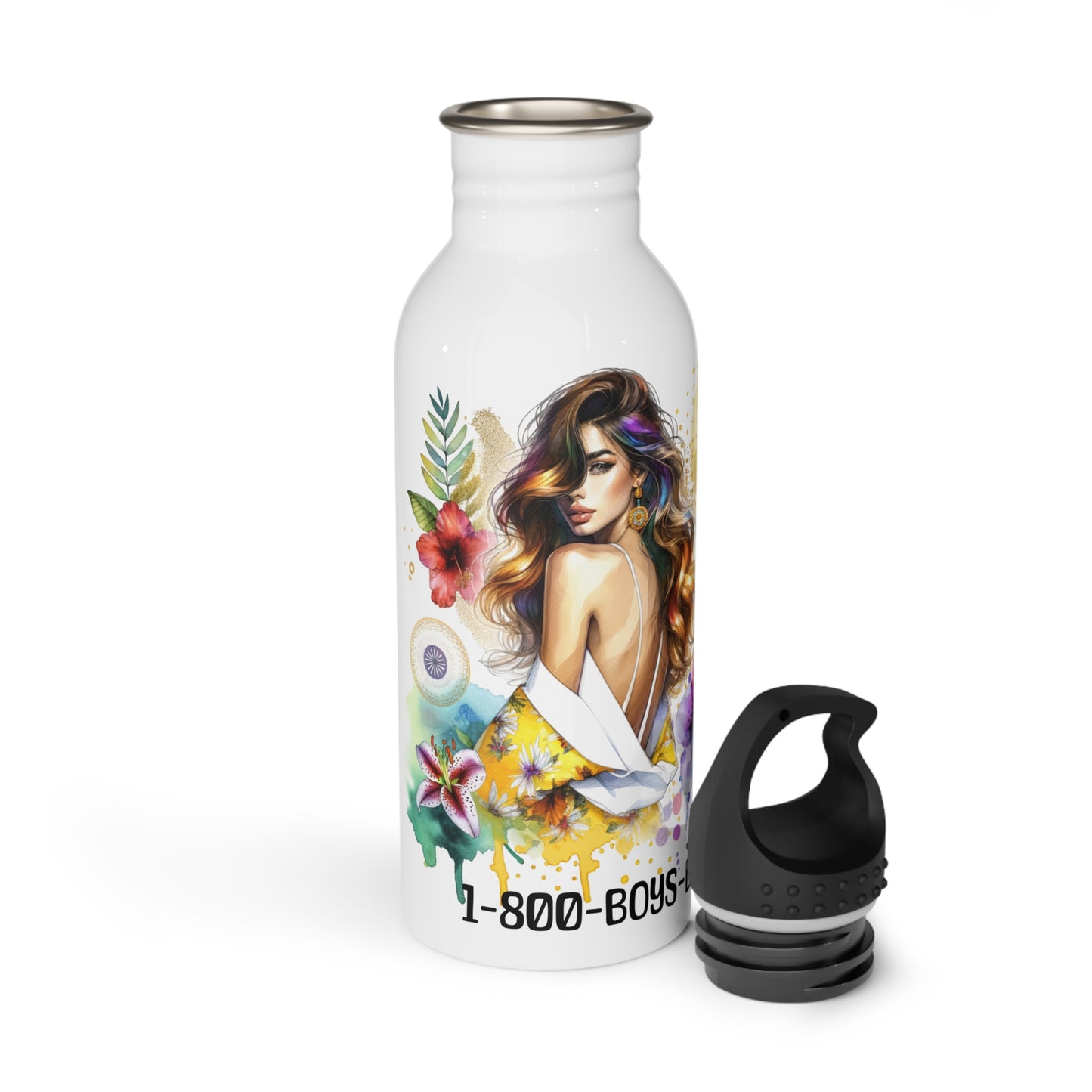 1-800-Boys-Lie Floral Water Bottle with Chic Design, Perfect for Fitness, Gift Ideas, Eco-Friendly Hydration, Personal Water Container, Stylish Drinkware