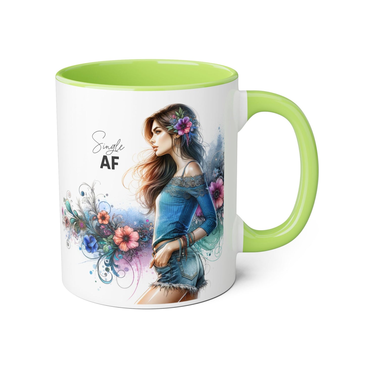 Vibrant Accent Mug - Perfect Gift for Singles, Fun Coffee Cup, Floral Artwork, Sassy Home Decor, Unique Birthday Present