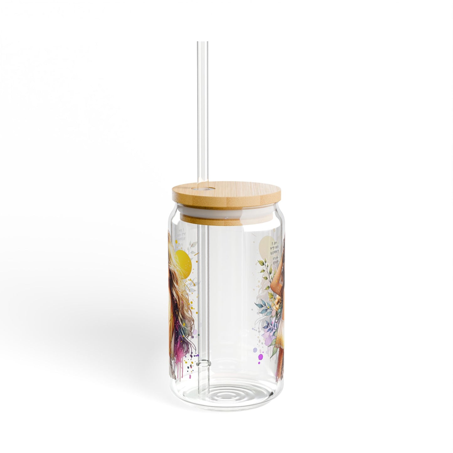 I Am My Own Happily Ever After Inspirational Sipper Glass with Straw - 16oz - Perfect for Smoothies and Refreshing Beverages