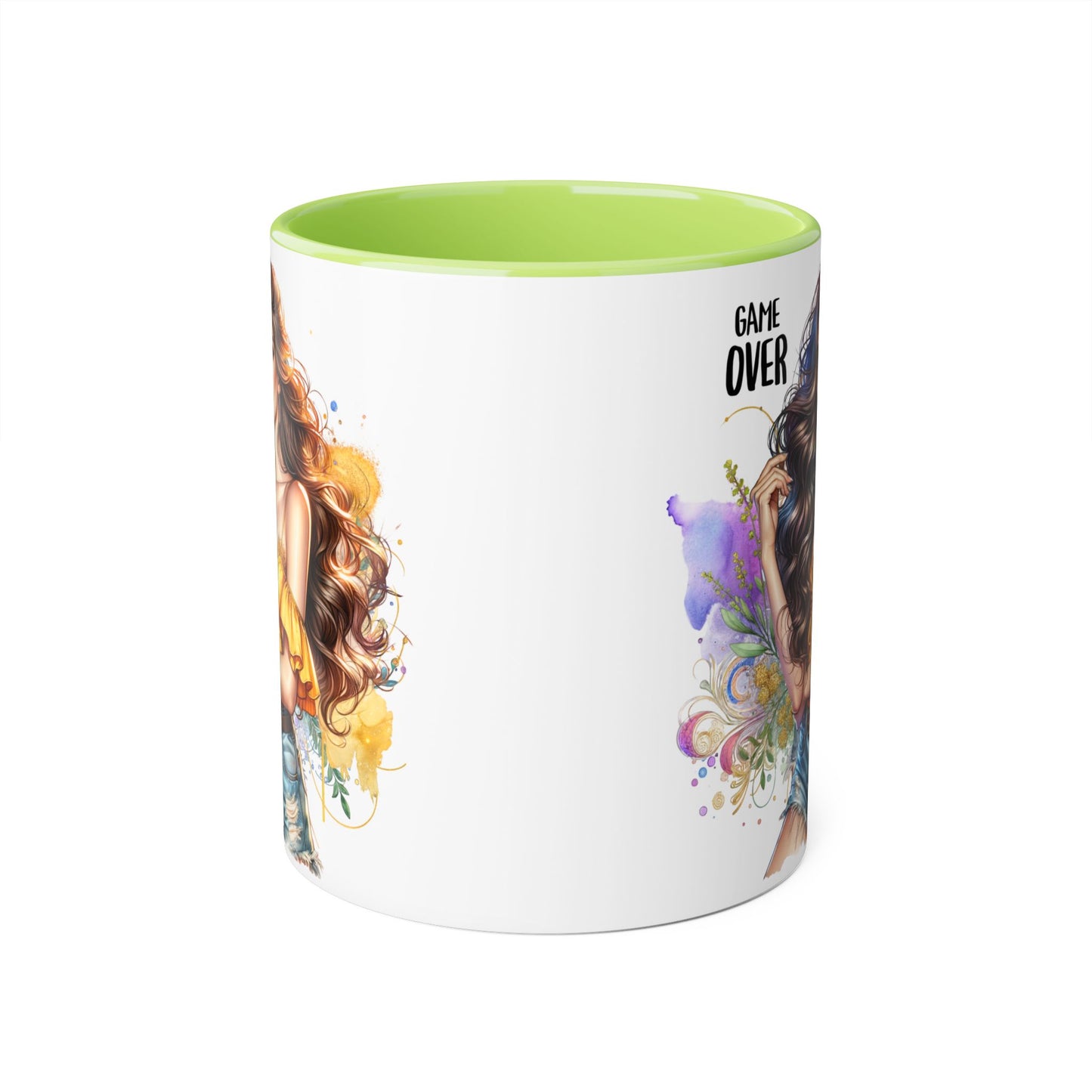 Game Over Accent Mug, 11oz Coffee Cup for Gaming Lovers, Unique Gift for Her, Fun Drinkware for Celebrations, Stylish Tea Mug