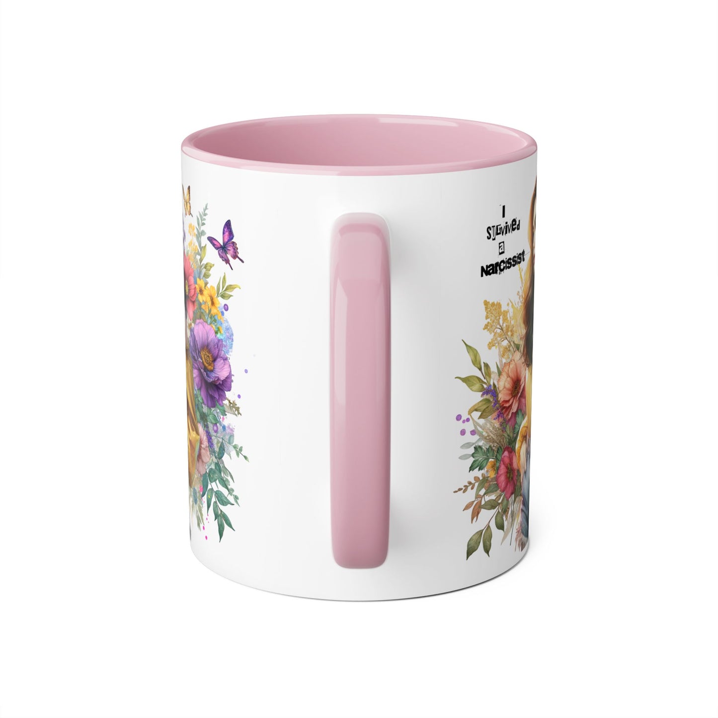 I Survived a Narcissist Chic Floral Accent Mug | Bohemian Coffee Cup, Gift for Her, Narcissist Humor, Home Decor, Artful Drinkware