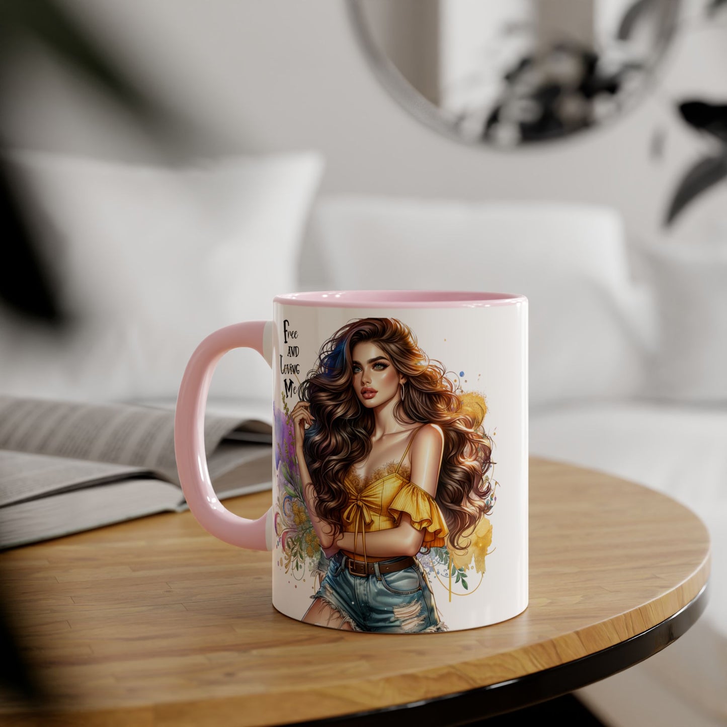 Free Spirit Accent Mug, Boho Coffee Cup, Inspirational Gift, Art Lover's Mug, Unique Home Decor, Stylish Drinkware