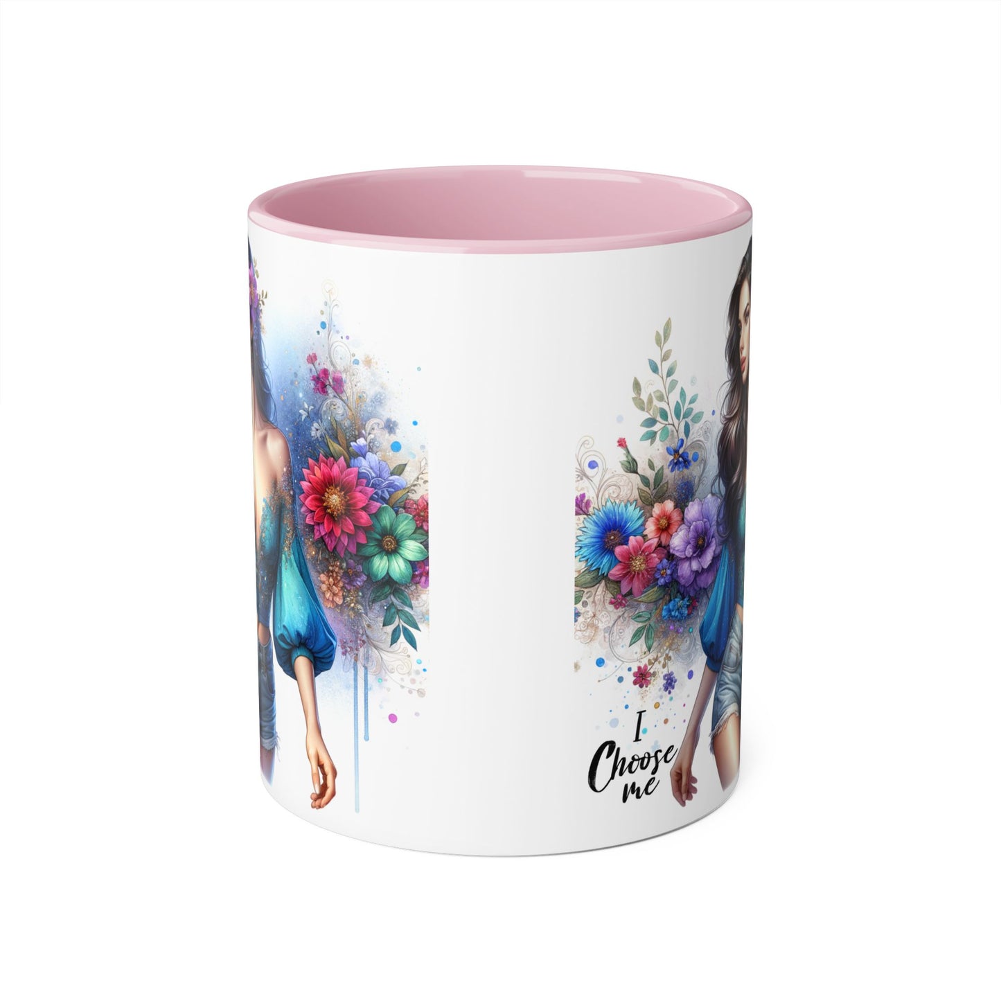 I Choose Me Boho Floral Accent Mug, Choose Me Coffee Cup, Unique Gift for Her, Art Mug, Colorful Drinkware