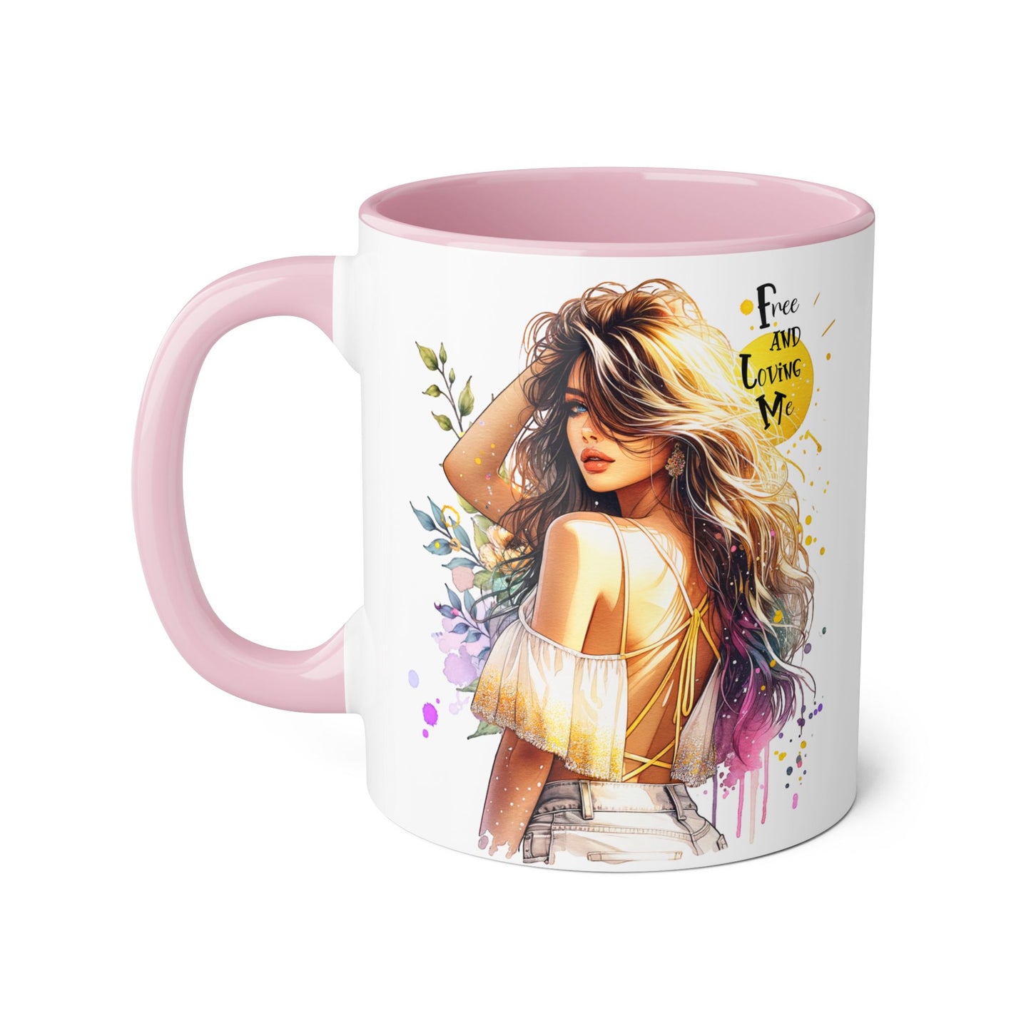 Free and Loving Me Boho Chic Accent Mug, Inspirational Coffee Cup, Free and Living Me, Gift for Her, Art Print Mug, Home Decor