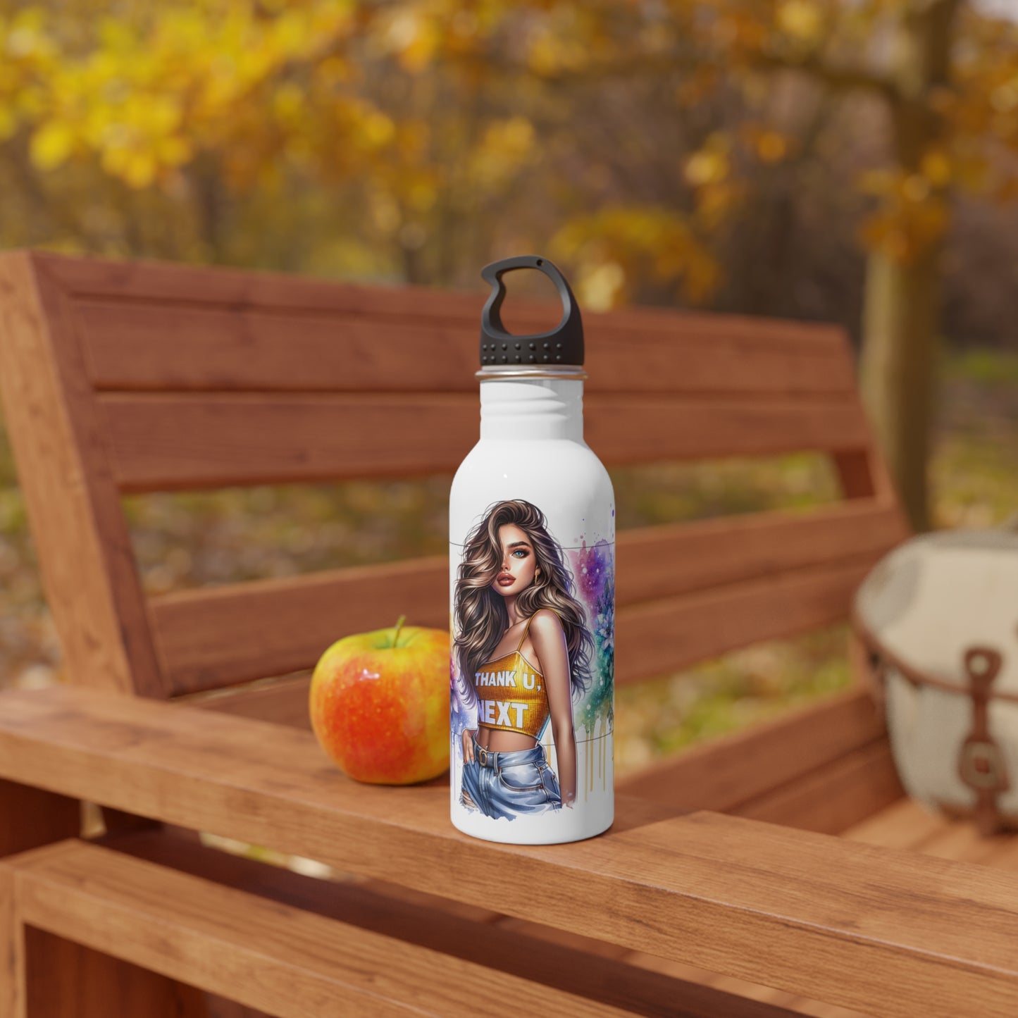 Thank U, Next Colorful Motivational Stainless Steel Water Bottle, Inspirational Travel Mug, Hydration Bottle, Thank U Next Gift, Floral Hydration Flask