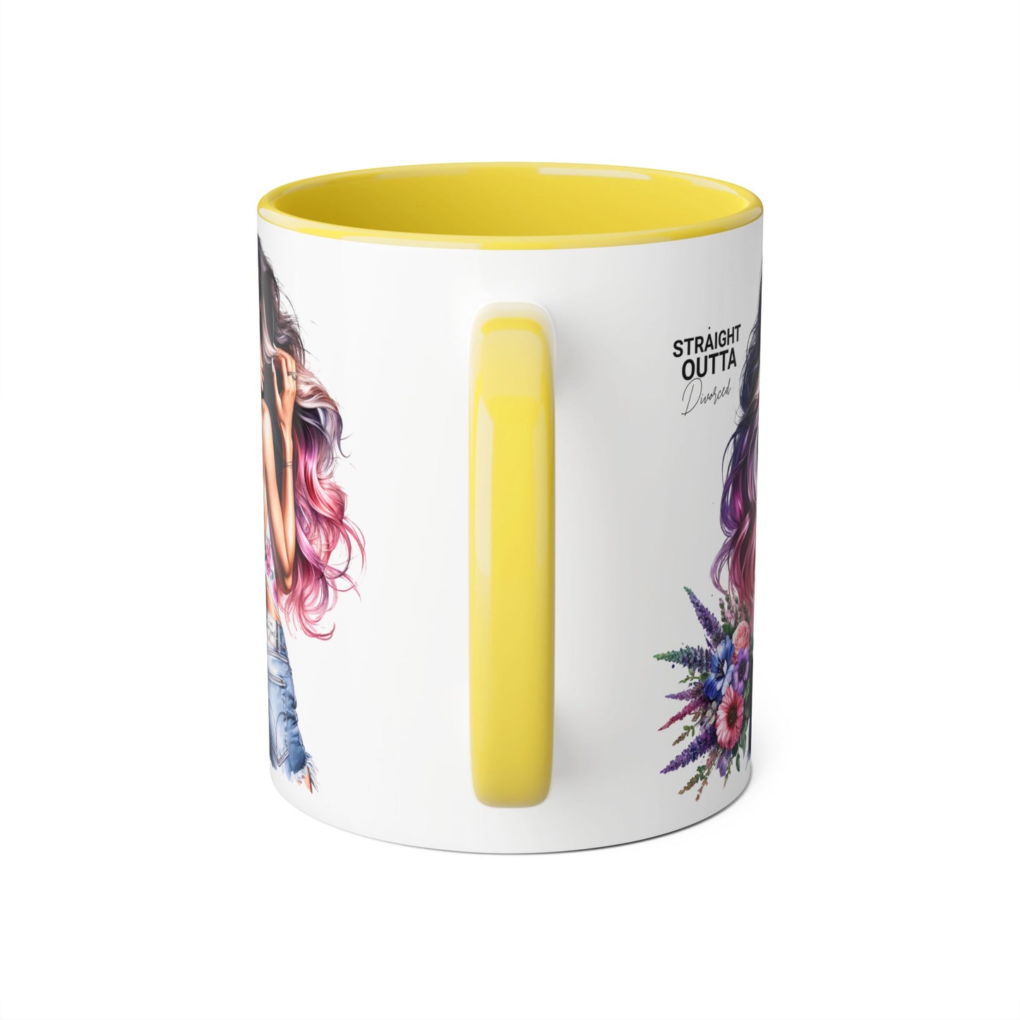 Straight Outta Divorced Humoristic Chic Accent Mugs for Trendy Coffee Lovers | Floral Design, Gifts for Her, Home Decor, Unique Kitchenware, Straight Outta Mug