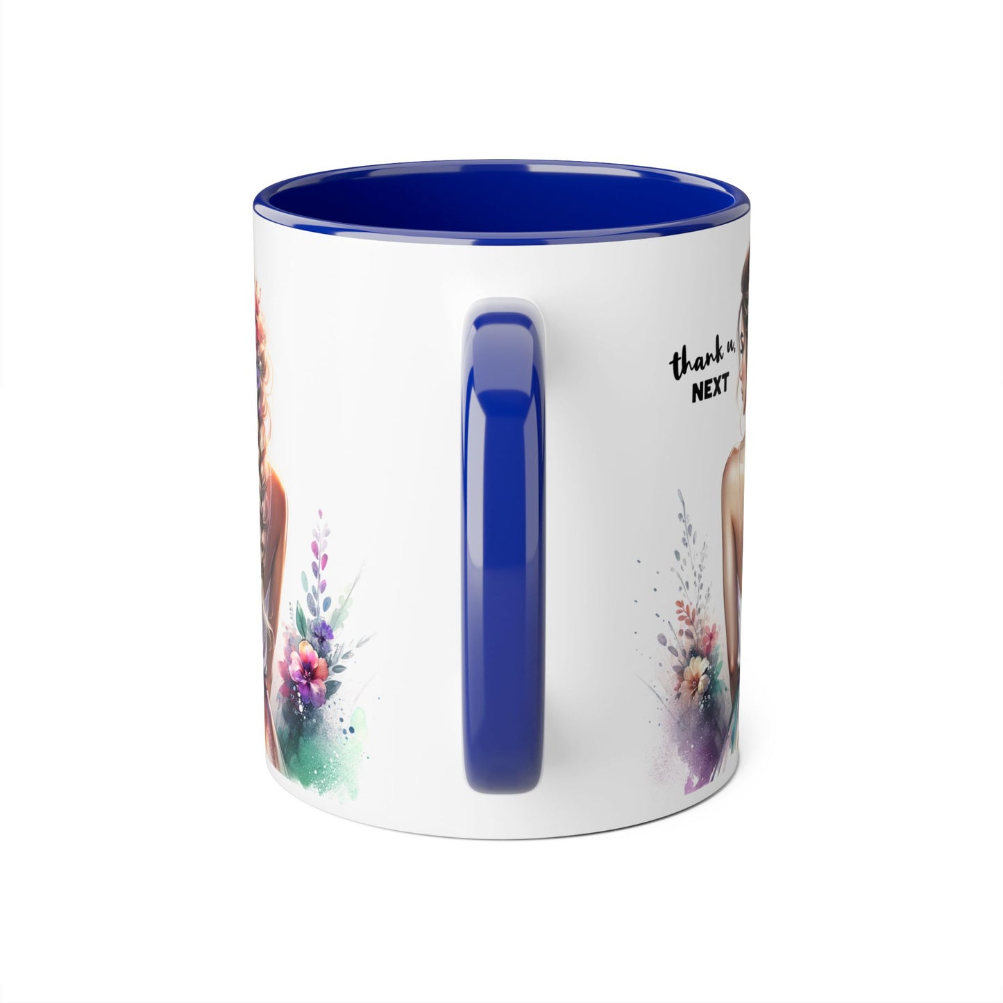 Thank U, Next Colorful Floral Accent Mug, Inspirational Coffee Cup, Gift for Her, Thank You Next Mug, Art Mug, Perfect for Birthdays, Anniversaries