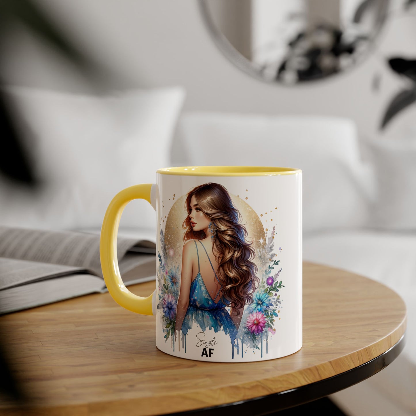Single AF Gorgeous Floral Accent Mug, Perfect for Coffee Lovers, Unique Gift for Her, Boho Aesthetic, Personalized Tea Mug, Great for Birthdays