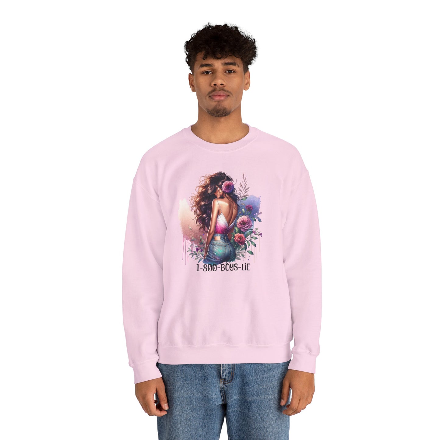 1-800-Boys-Lie Boss Babe Floral Sweatshirt | Unisex Comfortable Crewneck, Trendy Gift for Her, Affirmation Clothing, Cozy Fashion