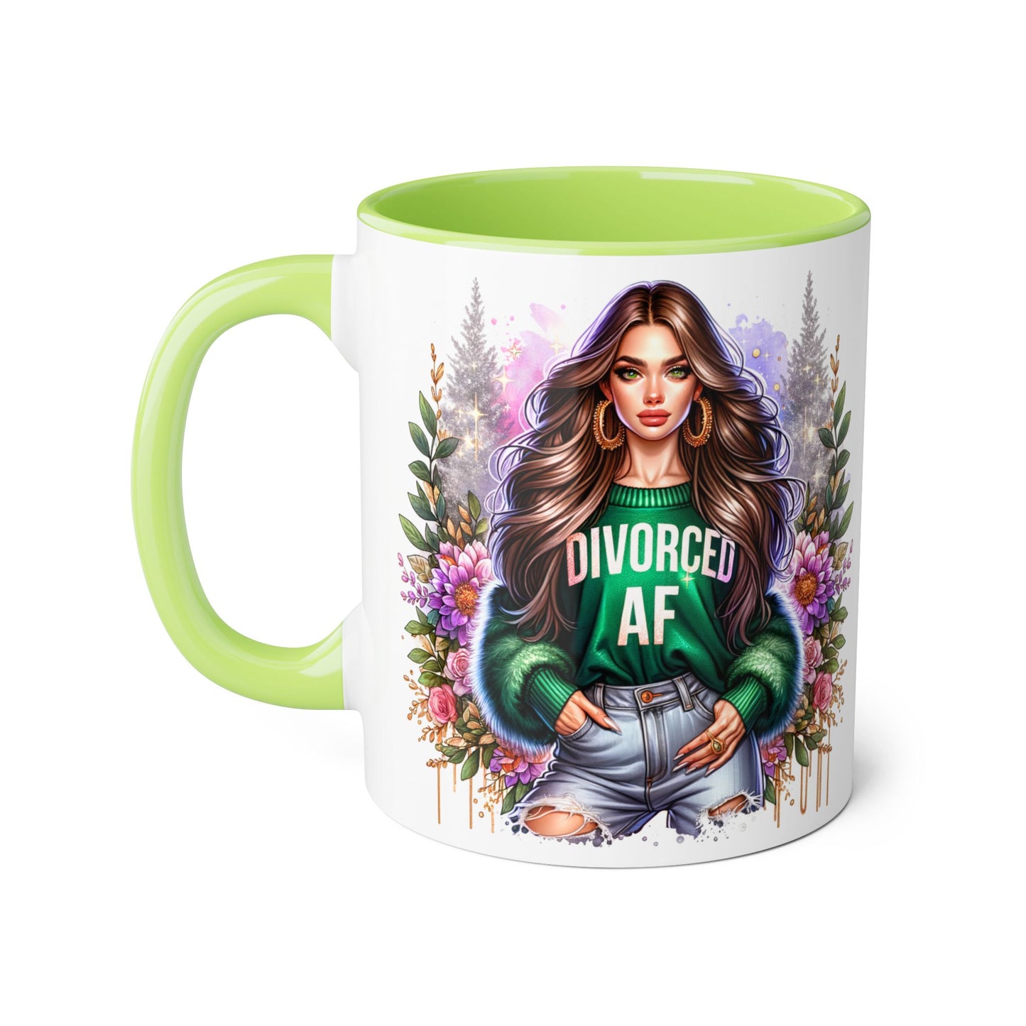 Stylish Accent Mugs for Empowering Sips, Floral Artwork, Perfect Gift for Divorced Friends, Motivational Tea or Coffee Cup