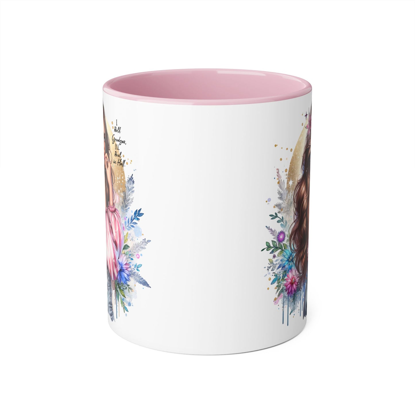 I Hold Grudges, I'll Heal in Hell Stylish Accent Mug, Floral Coffee Cup, Gift for Her, Tea Time Essentials, Boho Chic Mug, Perfect for Birthdays, Casual Everyday Use