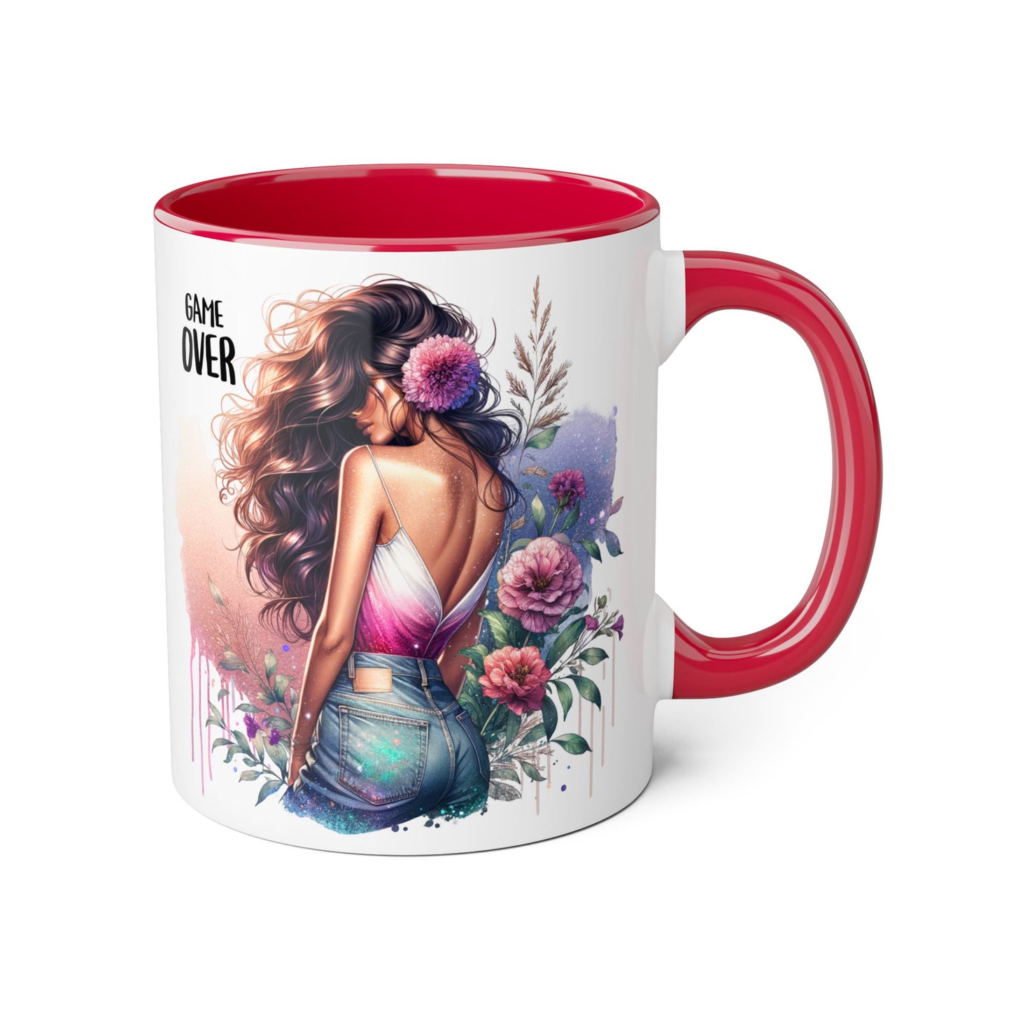 Boho Chic Accent Mug - Perfect Gift for Coffee Lovers, Home Decor, Floral Art, Unique Design, Game Over Theme