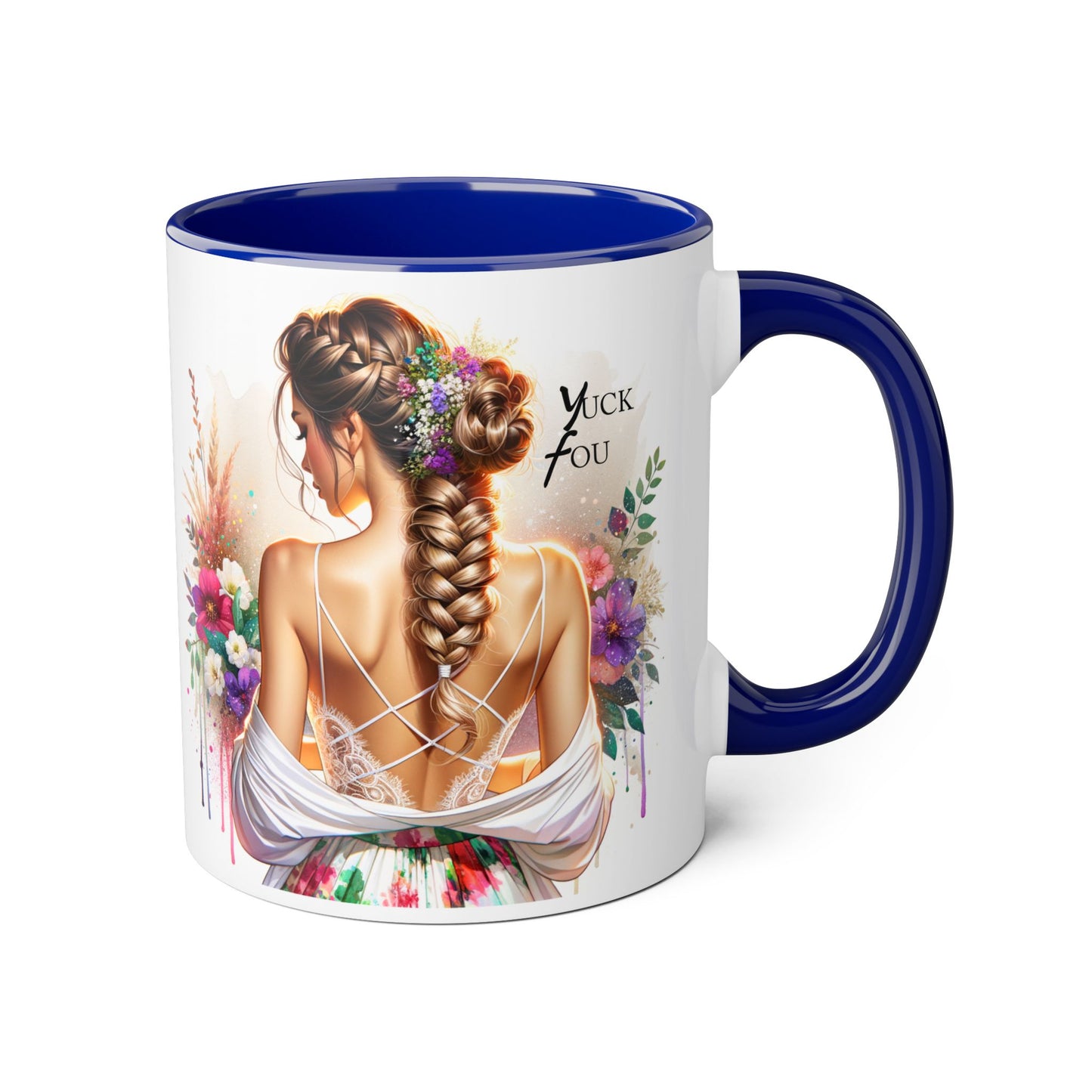 Bohemian Accent Mug with Floral Design, Yuck Fou Coffee Cup, Unique Gift for Her, Inspirational Mug, Art Lover's Drinkware