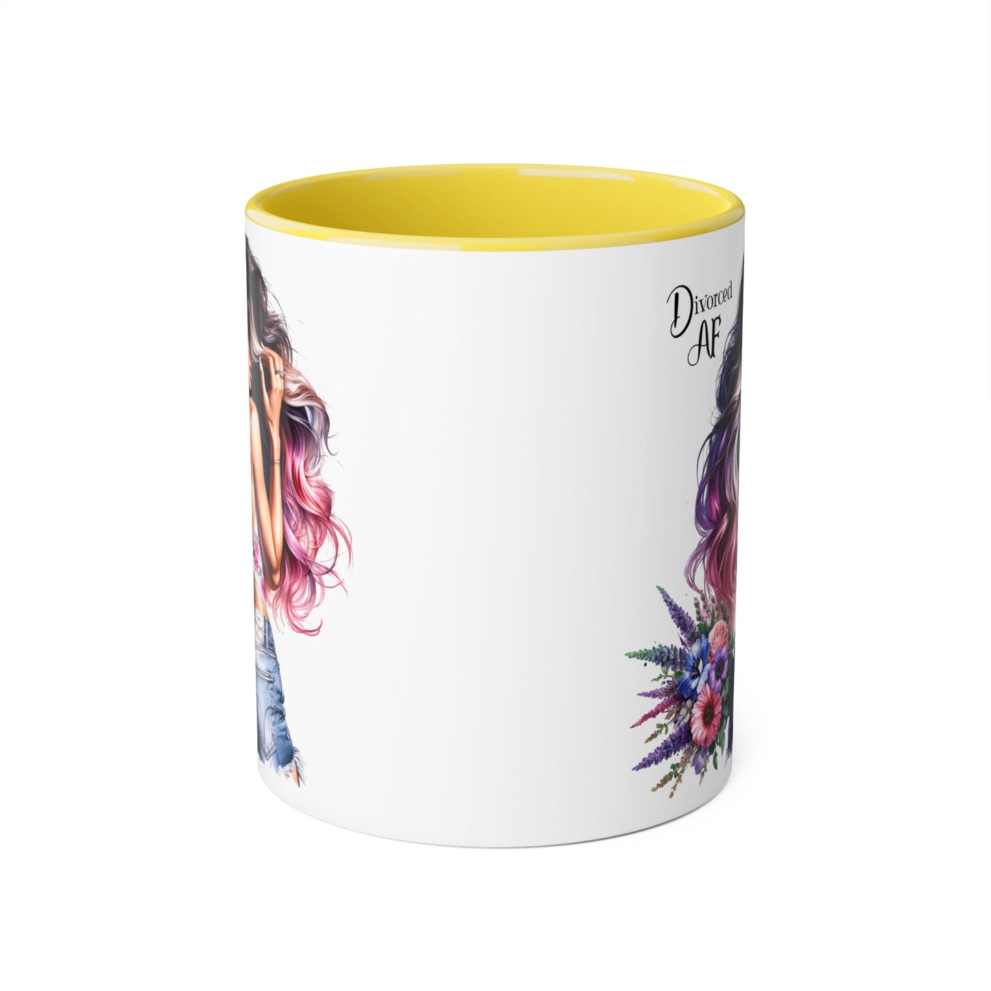 Dreamy Diva Accent Mug, Coffee Cup, Divorced AF Floral Design, Gift for Her, Unique Women’s Mug, Birthday Present, Relaxing Tea Cup