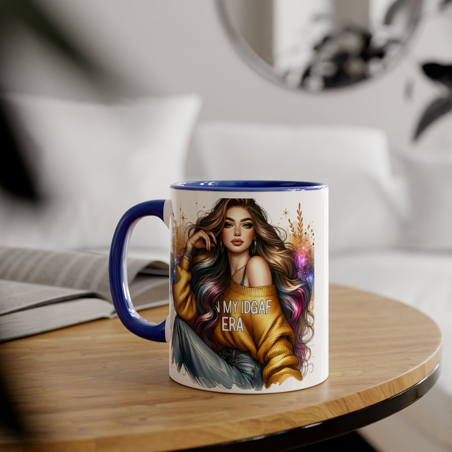 Chic IDGAF Accent Mug, Cool Coffee Cup, Trendy Drinkware, Stylish Gift, Artful Mug for Her
