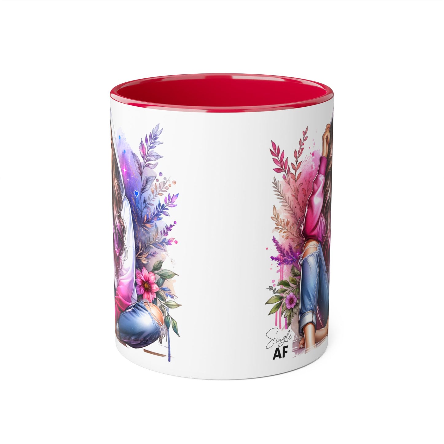 Single AF Stylish Accent Mugs for Coffee Lovers, Floral Art, Inspirational Gift, Appreciation Gift, Home Decor, Unique Mug Design