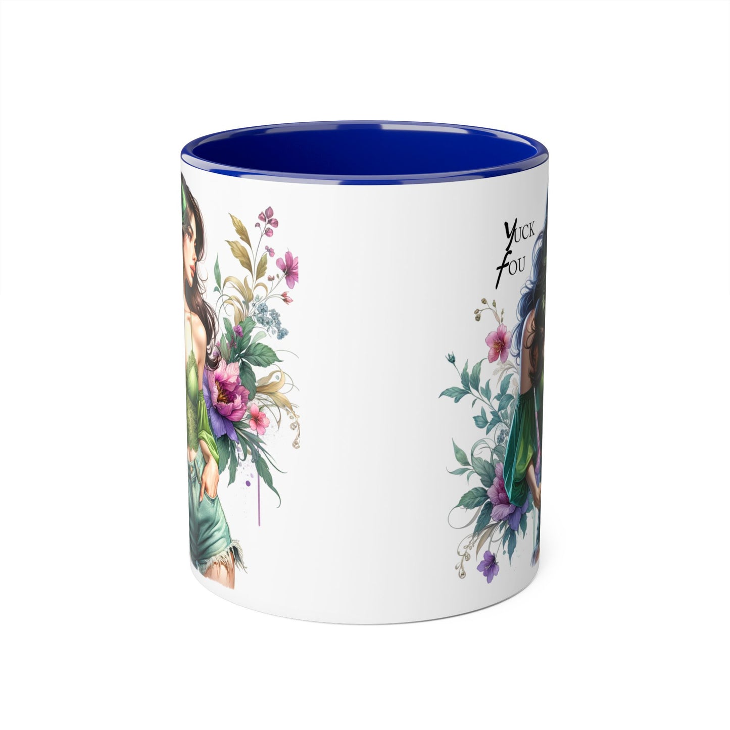 Yuck Fou Vibrant Accent Mug with Floral Design, Gift for Coffee Lovers, Artistic Coffee Mug, Unique Home Decor, Birthday Present, Tea Mug