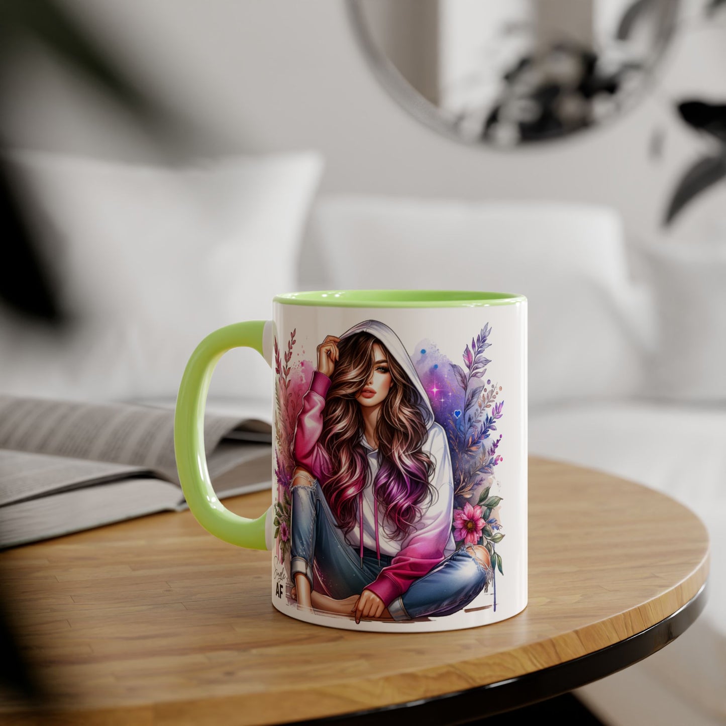 Single AF Stylish Accent Mugs for Coffee Lovers, Floral Art, Inspirational Gift, Appreciation Gift, Home Decor, Unique Mug Design