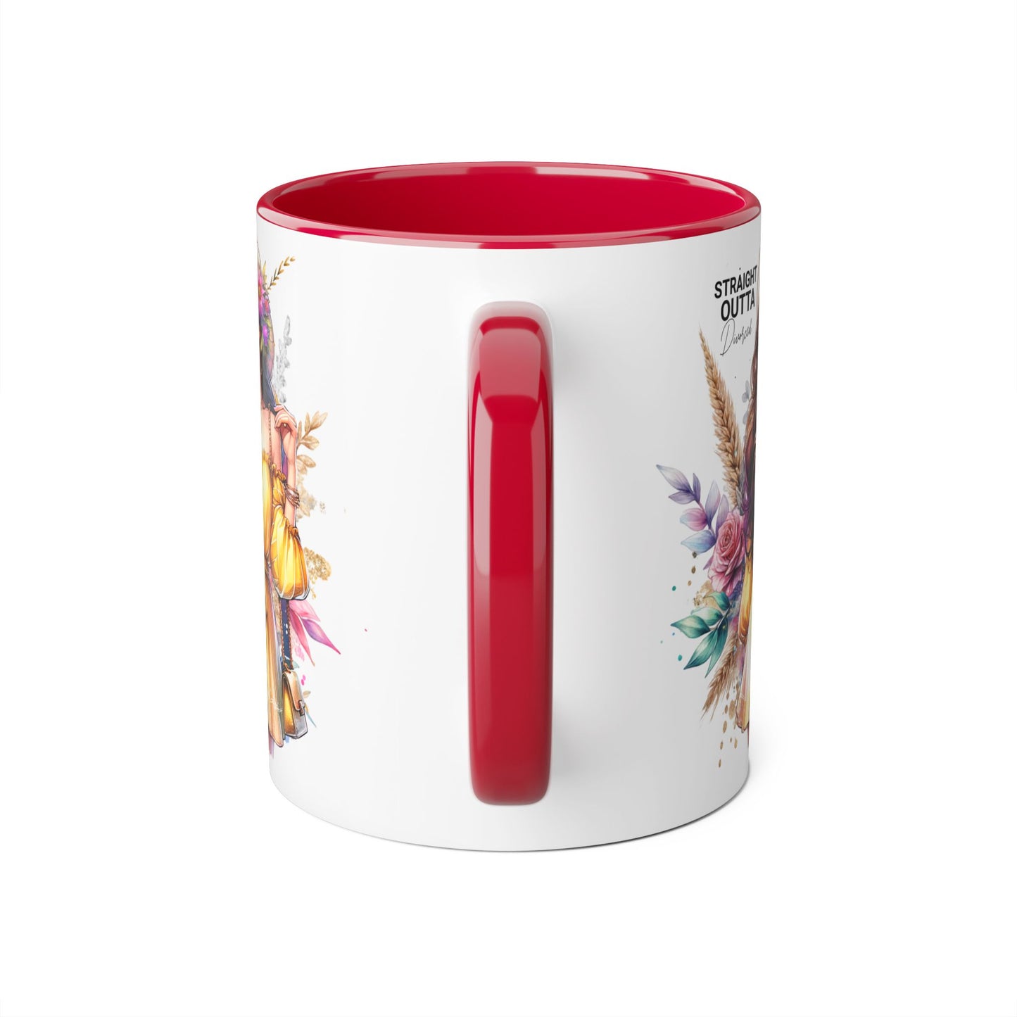 Straight Outta Divorced Humoristic Chic Floral Accent Mug, Stylish Coffee Cup, Trendy Teacup, Unique Gift for Friends, Perfect for Birthdays and Celebrations