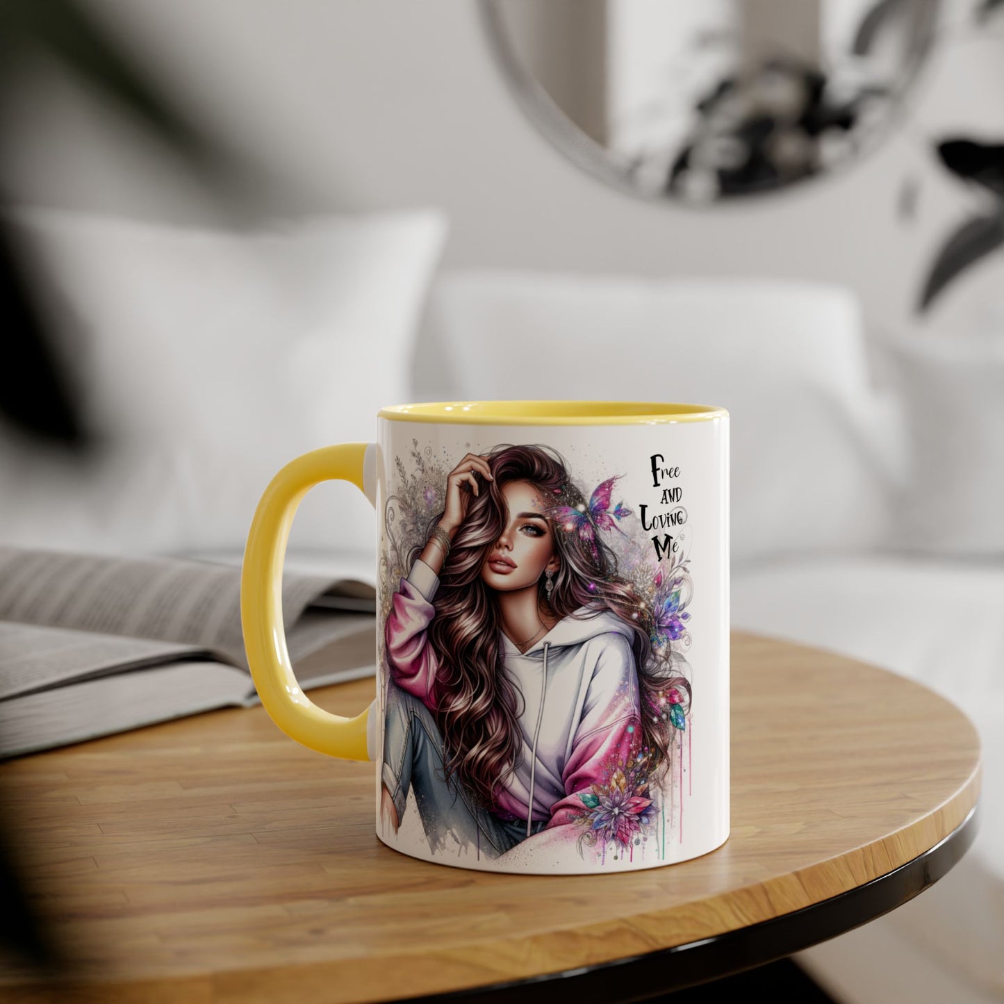 Bohemian Accent Mug - Free and Loving Me, Coffee Lover Gift, Artistic Drinkware, Unique Home Decor, Inspirational Mug