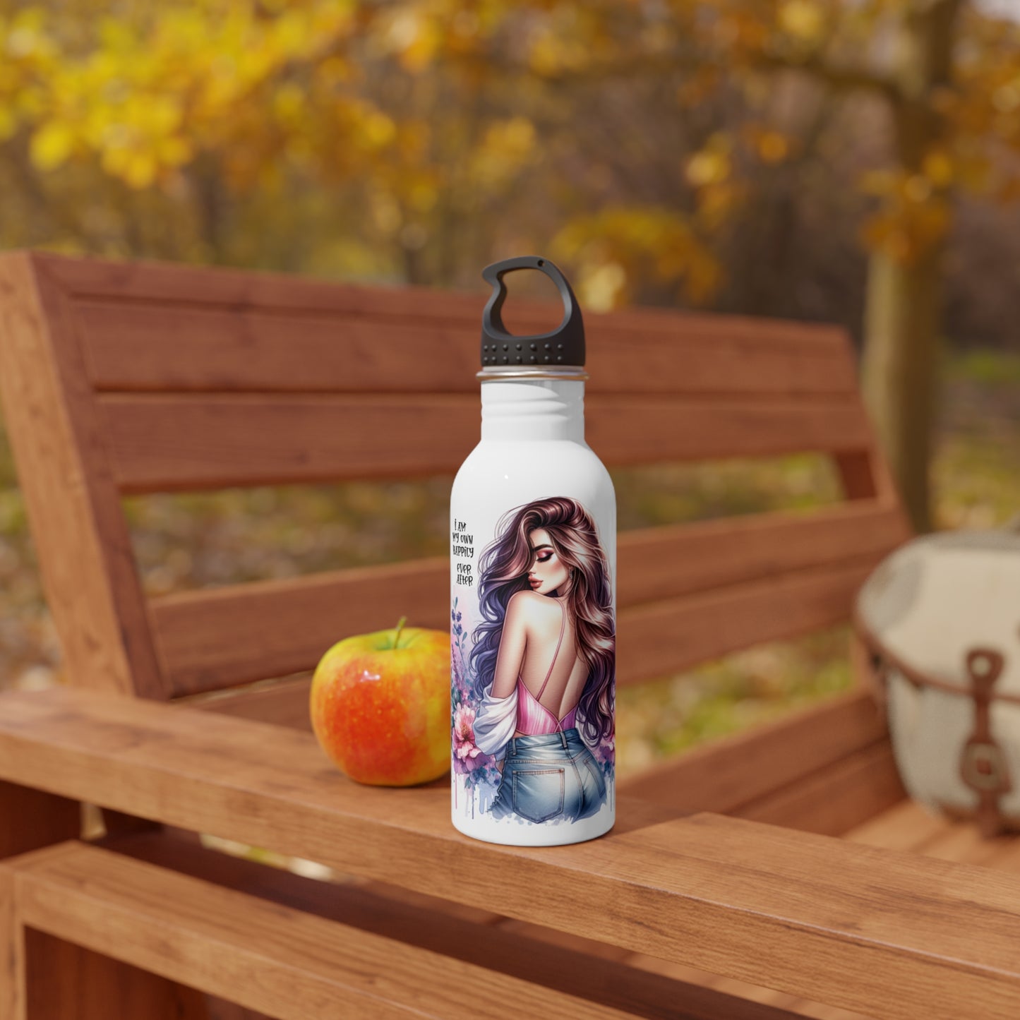 I Am My Own Happily Ever After Floral Stainless Steel Water Bottle - Inspirational Design