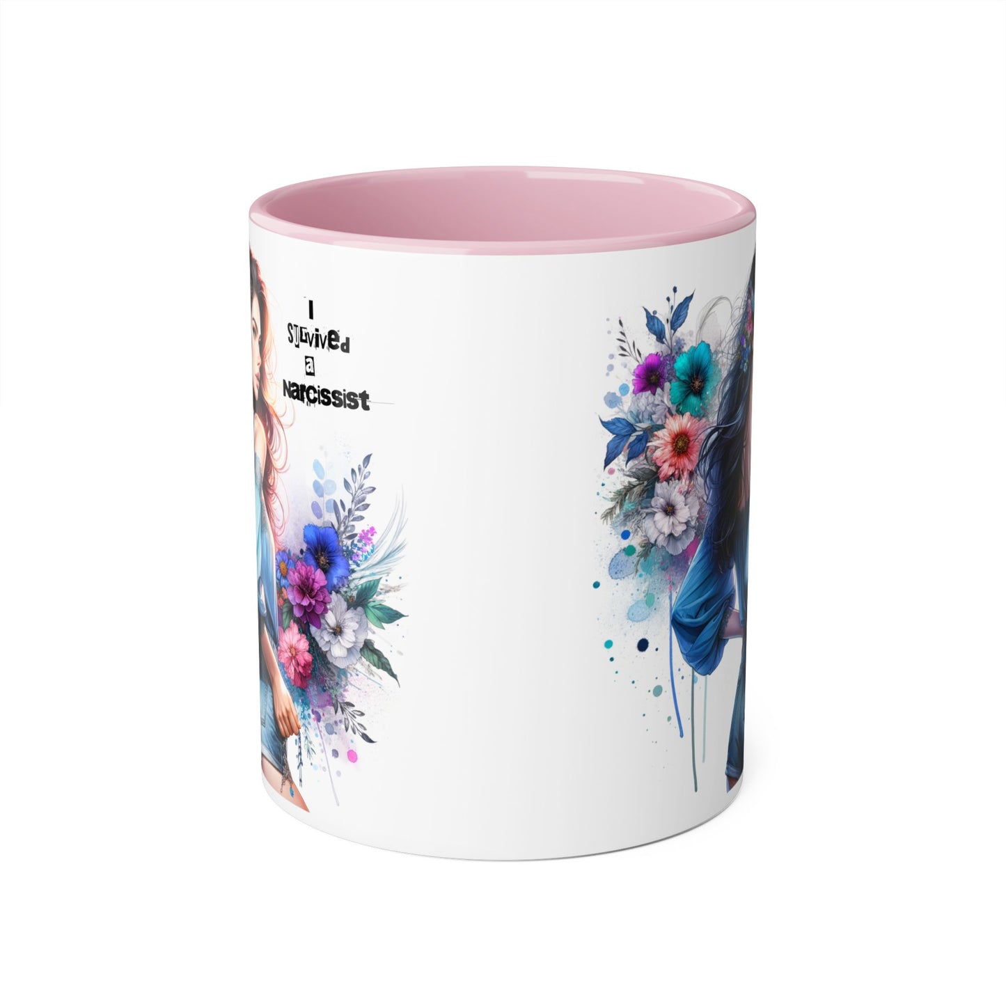 Bold Floral Accent Mug, 11oz - Perfect Gift for Coffee Lovers, Home Decor, Birthday Present, self-care gift, Inspirational Quote Mug
