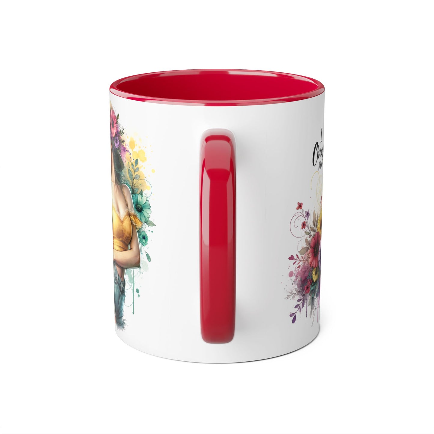 I Choose Me Chic Floral Accent Mug, Inspirational Gift for Her, Coffee Tea Lover, Birthday Present, Colorful Art Mug