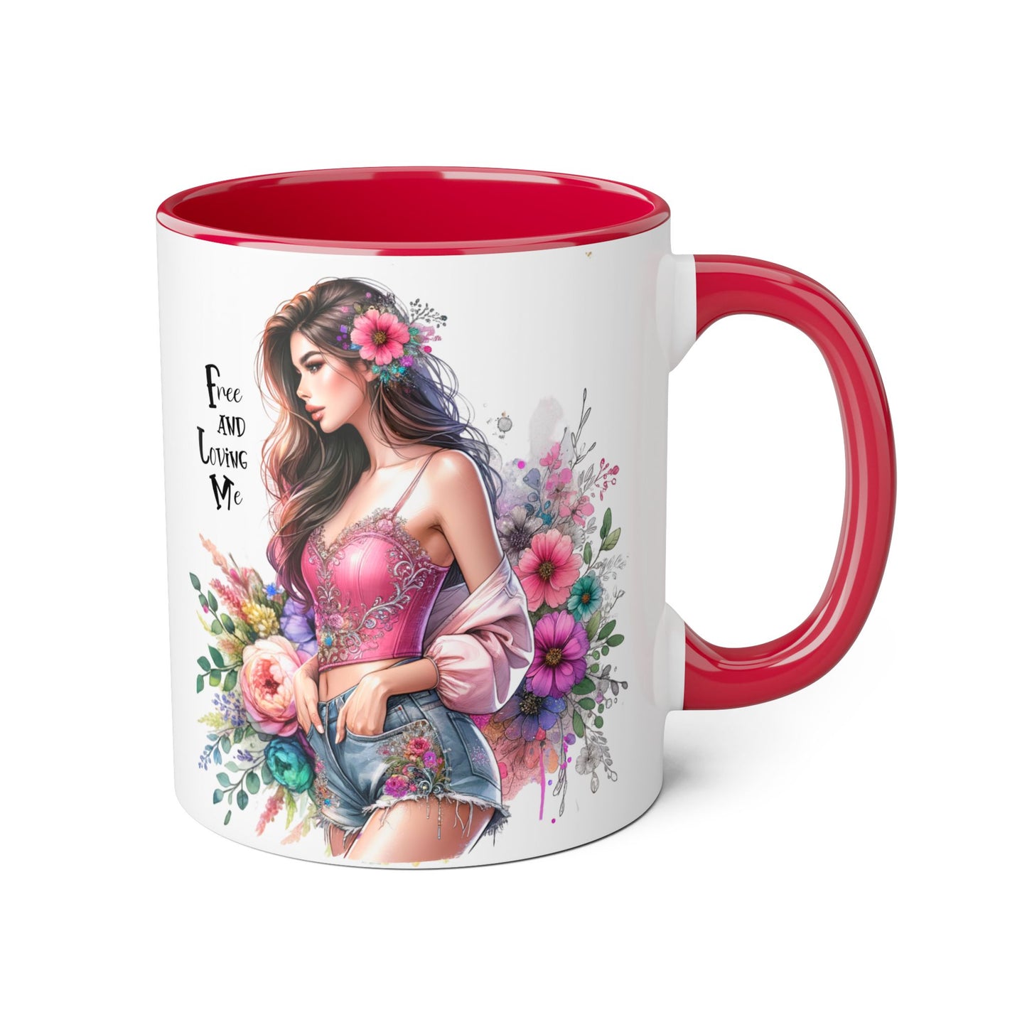 Bohemian Floral Accent Mug, 11oz Coffee Cup, Artisanal Drinkware, Perfect Gift for Nature Lovers, Inspirational Quote Mug, Unique Home Decor