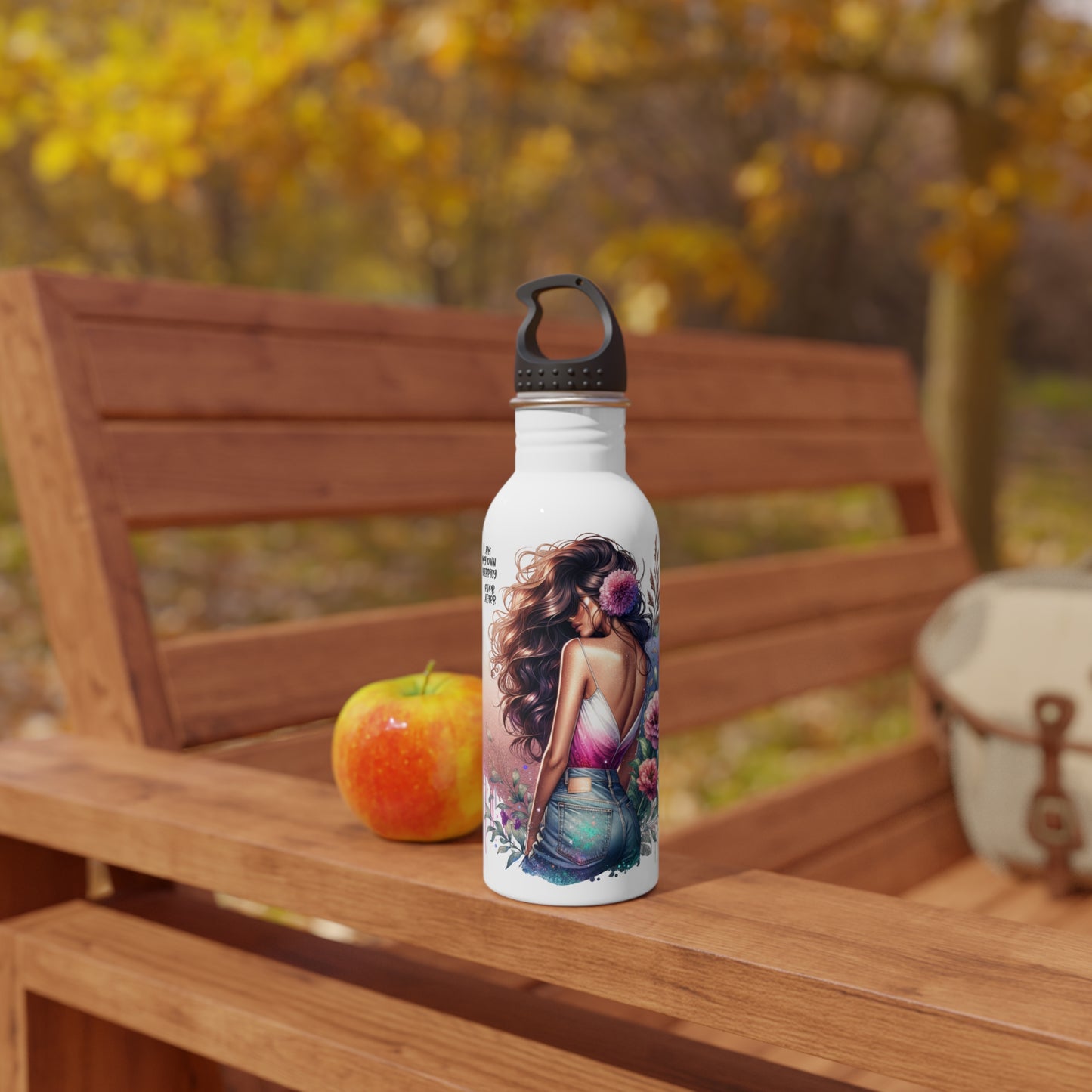 I Am My Own Happily Ever After Floral Art Stainless Steel Water Bottle - Inspirational Quote for Water Lovers